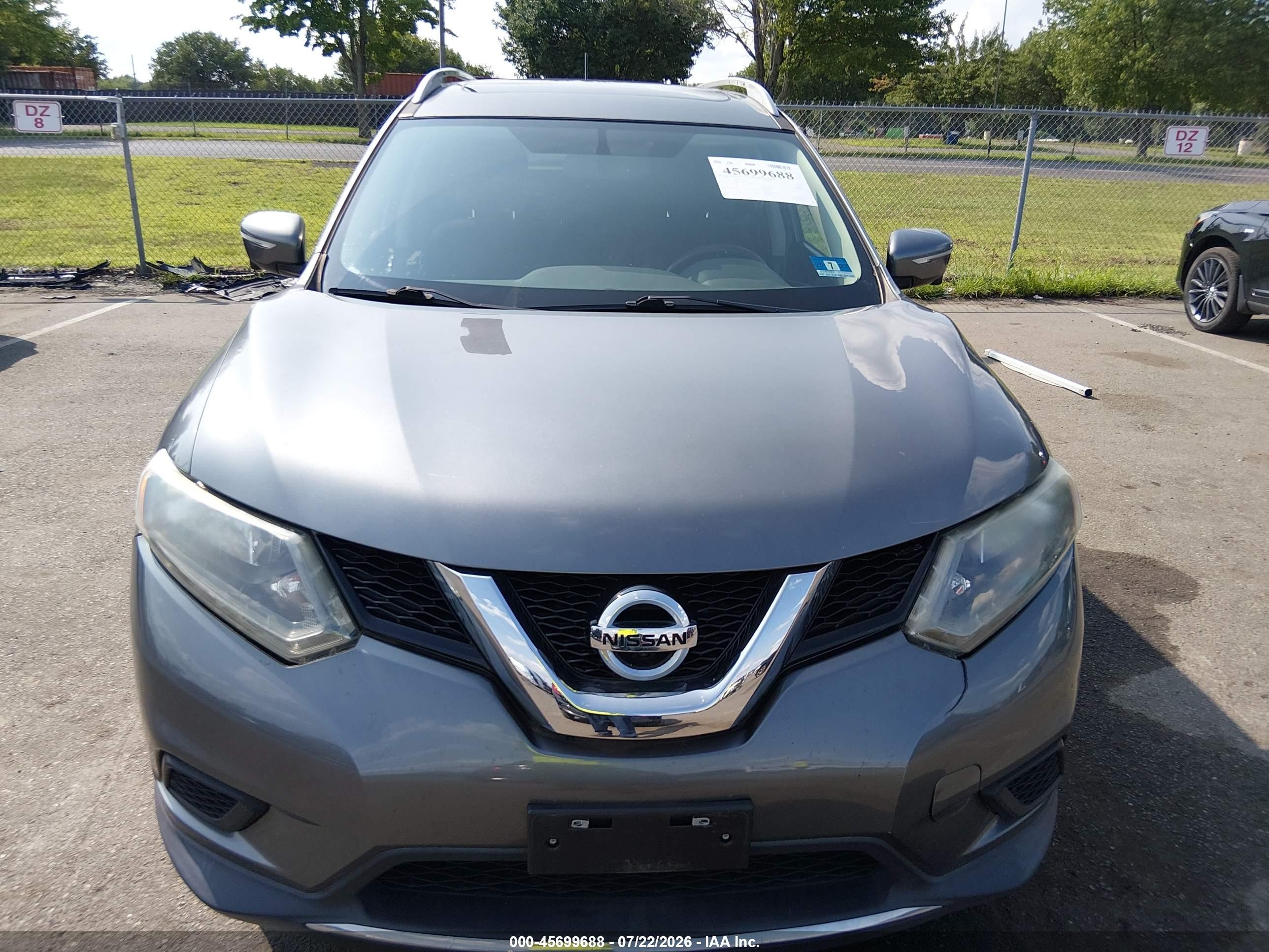 2014 Nissan Rogue Sv Gray vin: 5N1AT2MV5EC800615