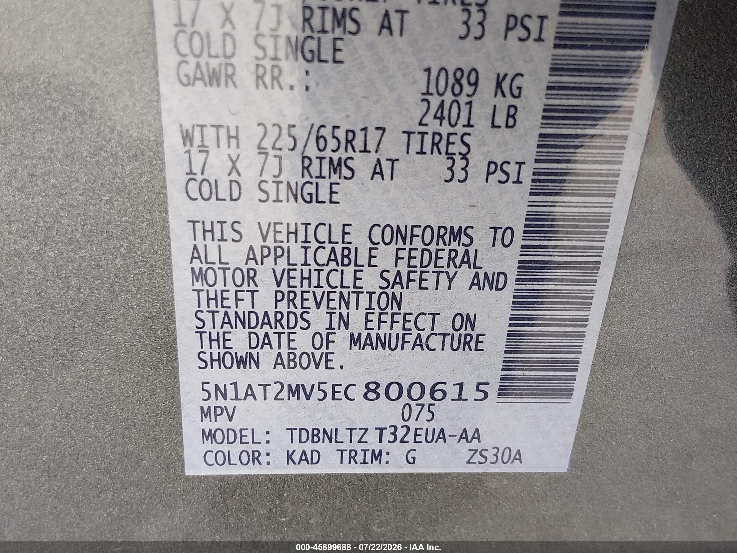 2014 Nissan Rogue Sv Gray vin: 5N1AT2MV5EC800615