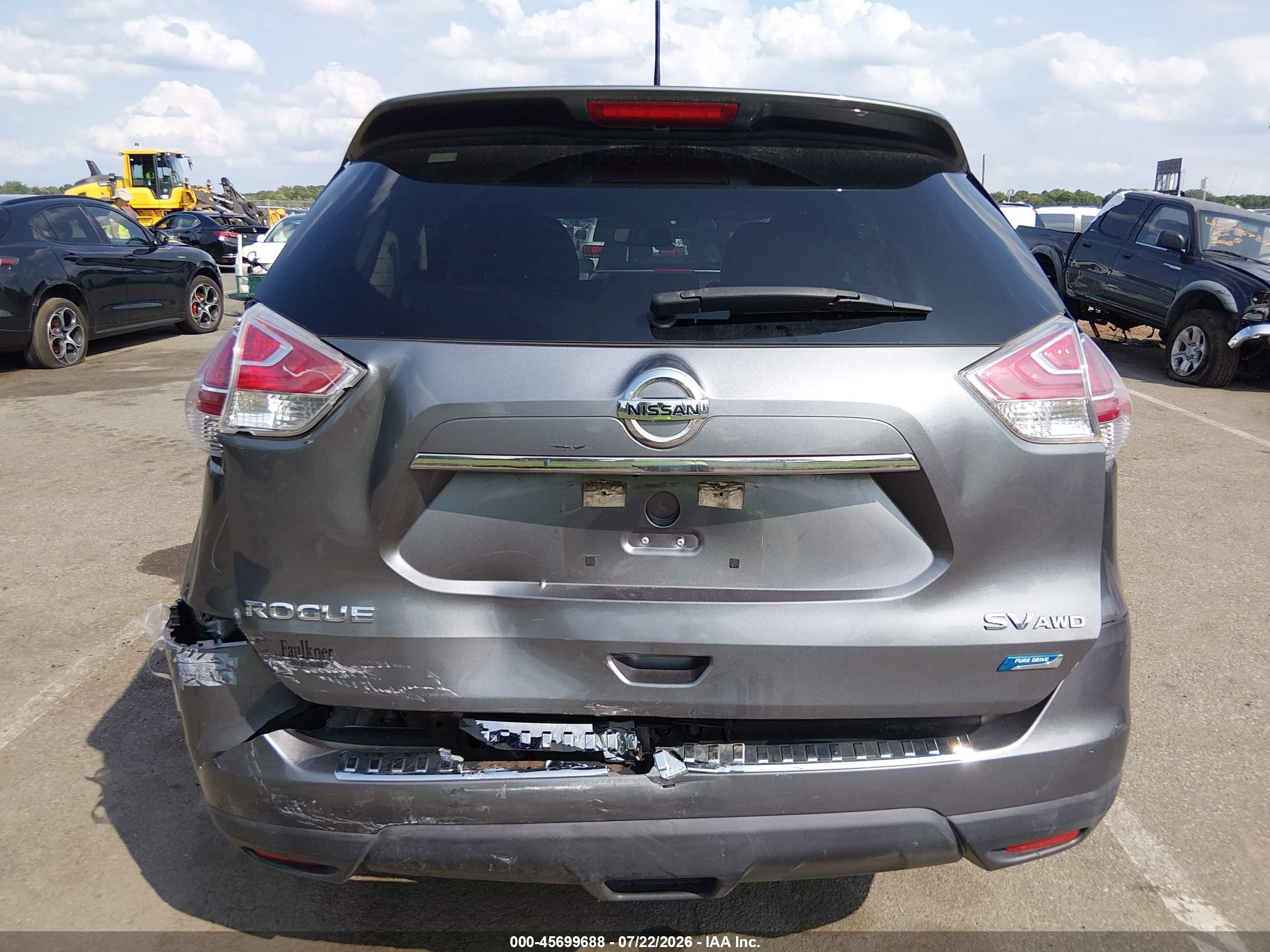 2014 Nissan Rogue Sv Gray vin: 5N1AT2MV5EC800615