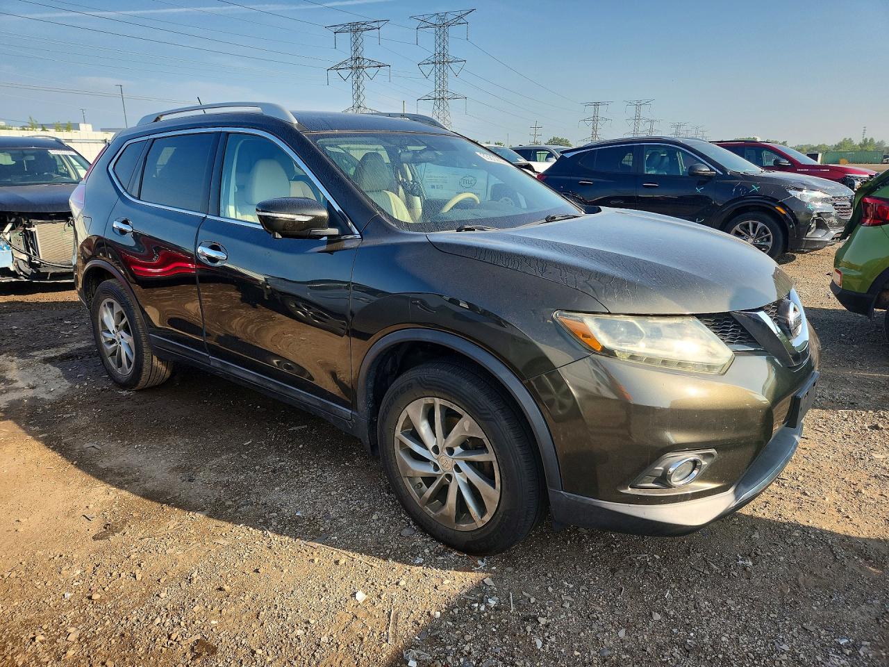 2014 Nissan Rogue Sl Green vin: 5N1AT2MV5EC810450