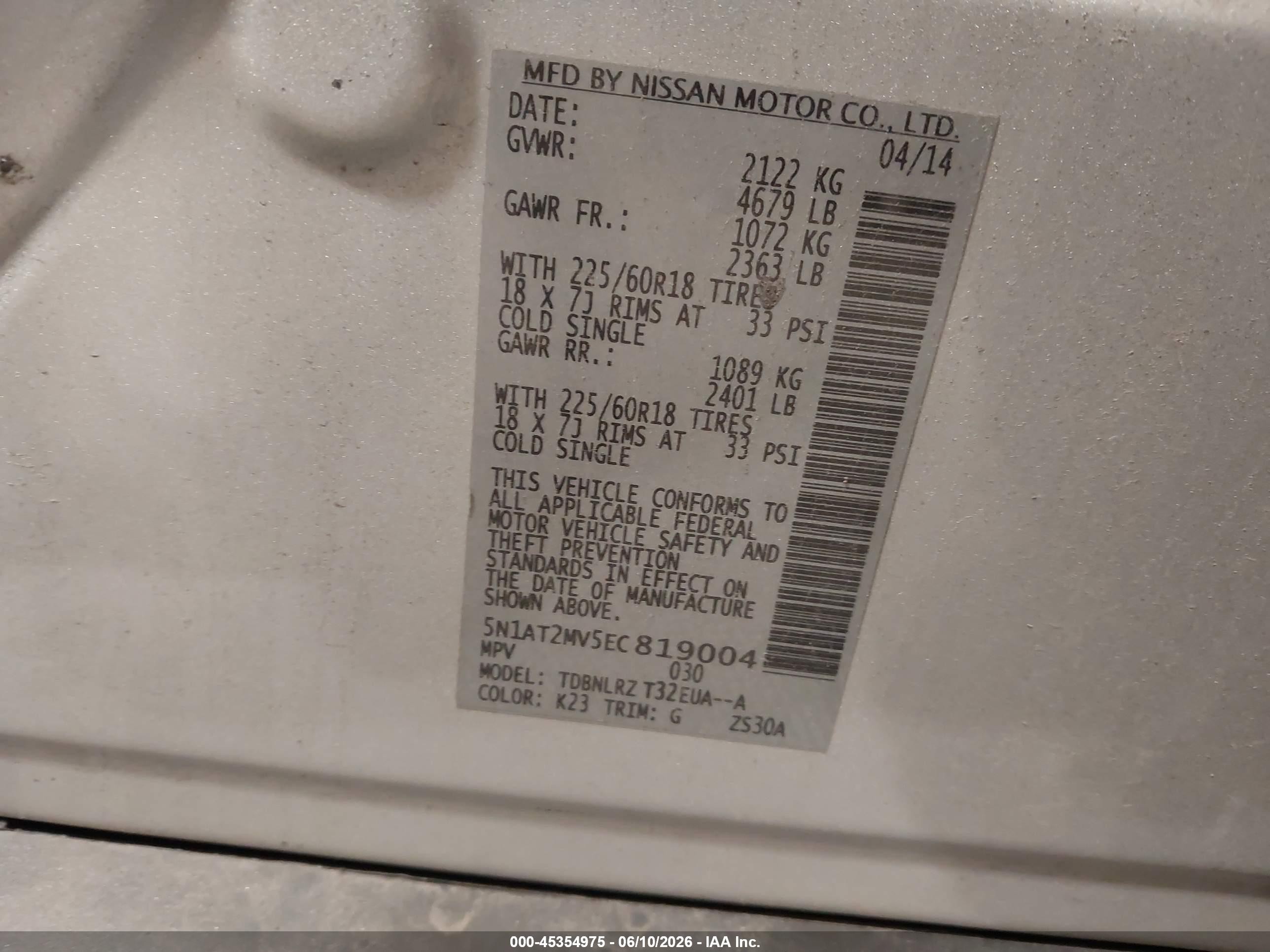 2014 Nissan Rogue Sl Silver vin: 5N1AT2MV5EC819004