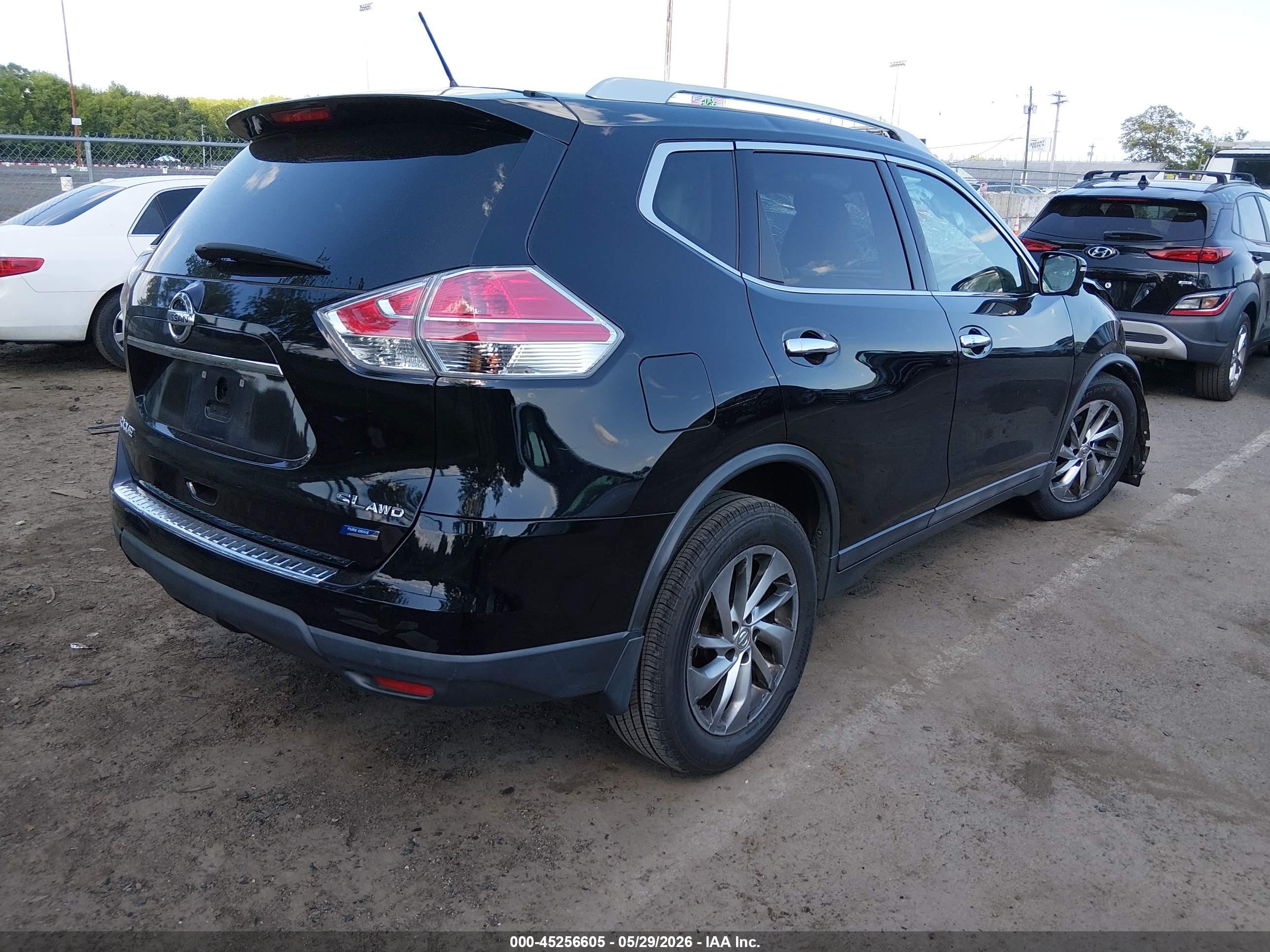 2014 Nissan Rogue Sl Black vin: 5N1AT2MV5EC826275