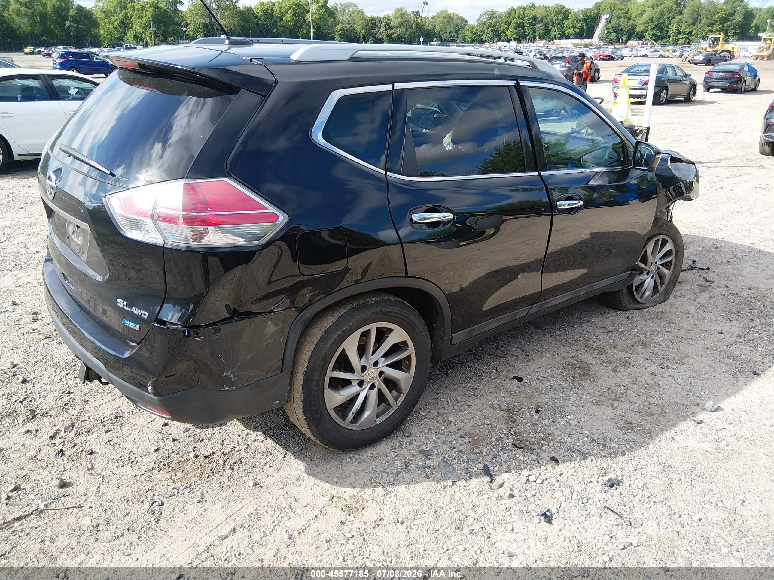 2014 Nissan Rogue Sl Black vin: 5N1AT2MV5EC834263