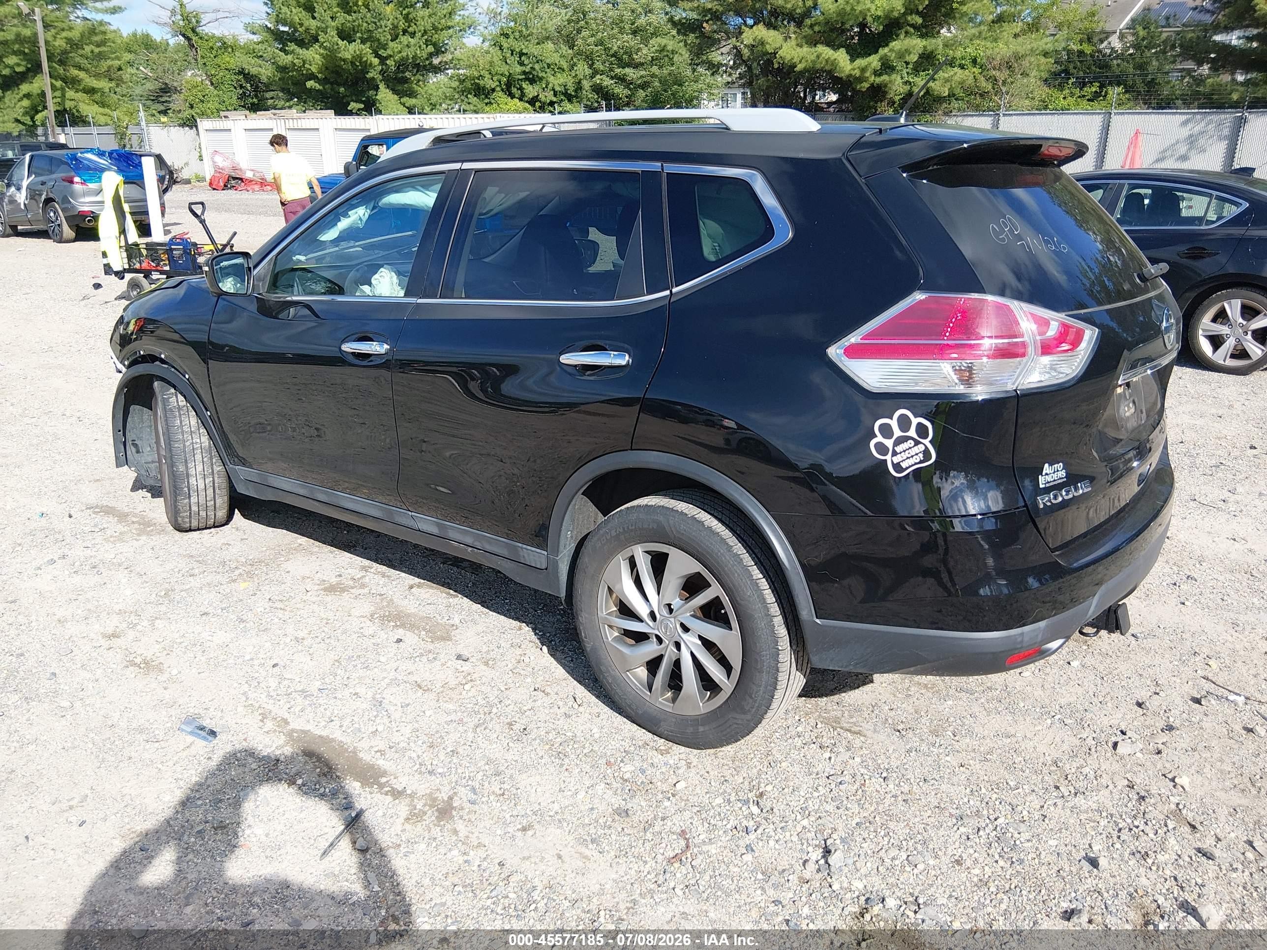 2014 Nissan Rogue Sl Black vin: 5N1AT2MV5EC834263