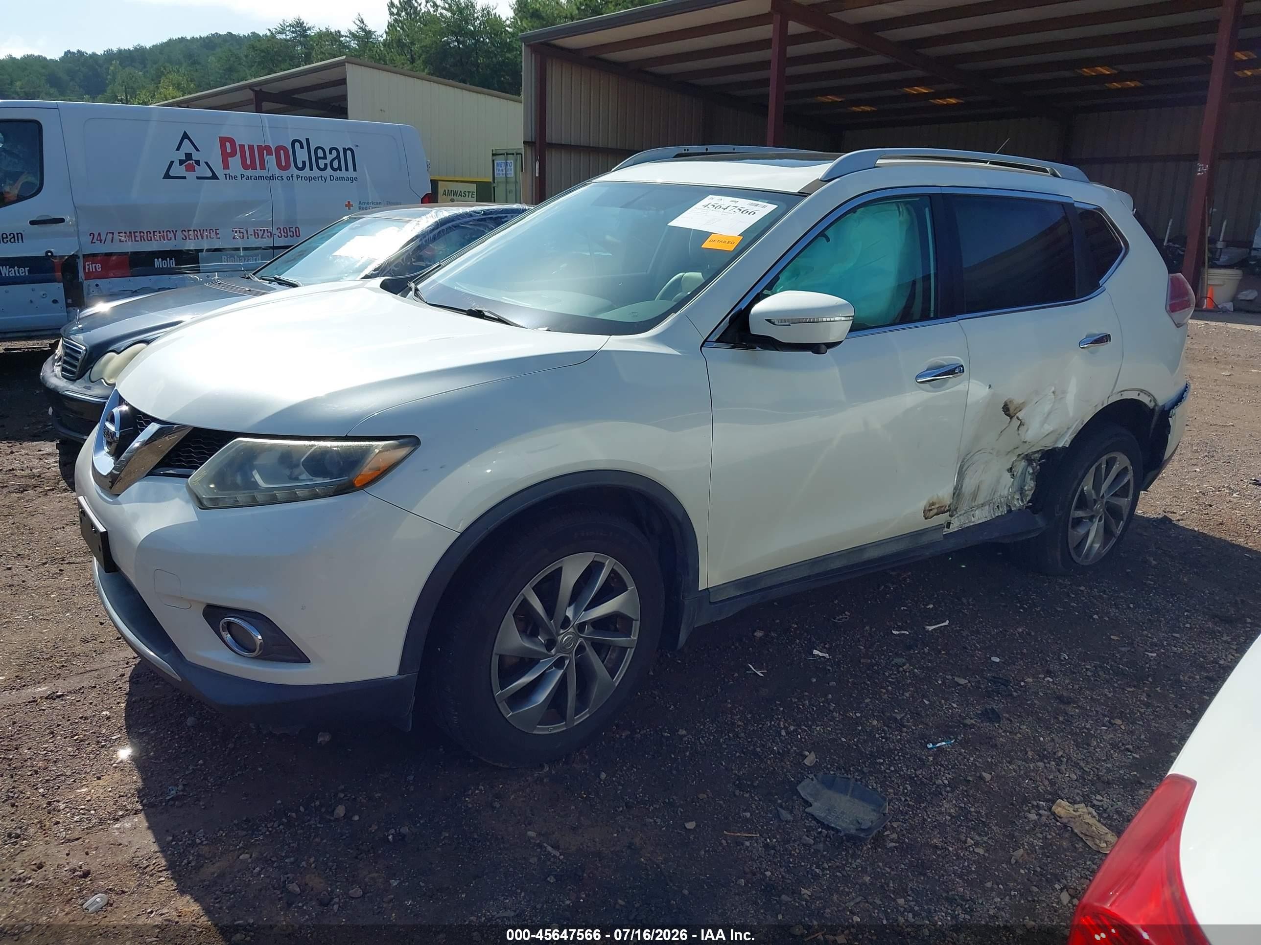2015 Nissan Rogue Sl White vin: 5N1AT2MV5FC809381