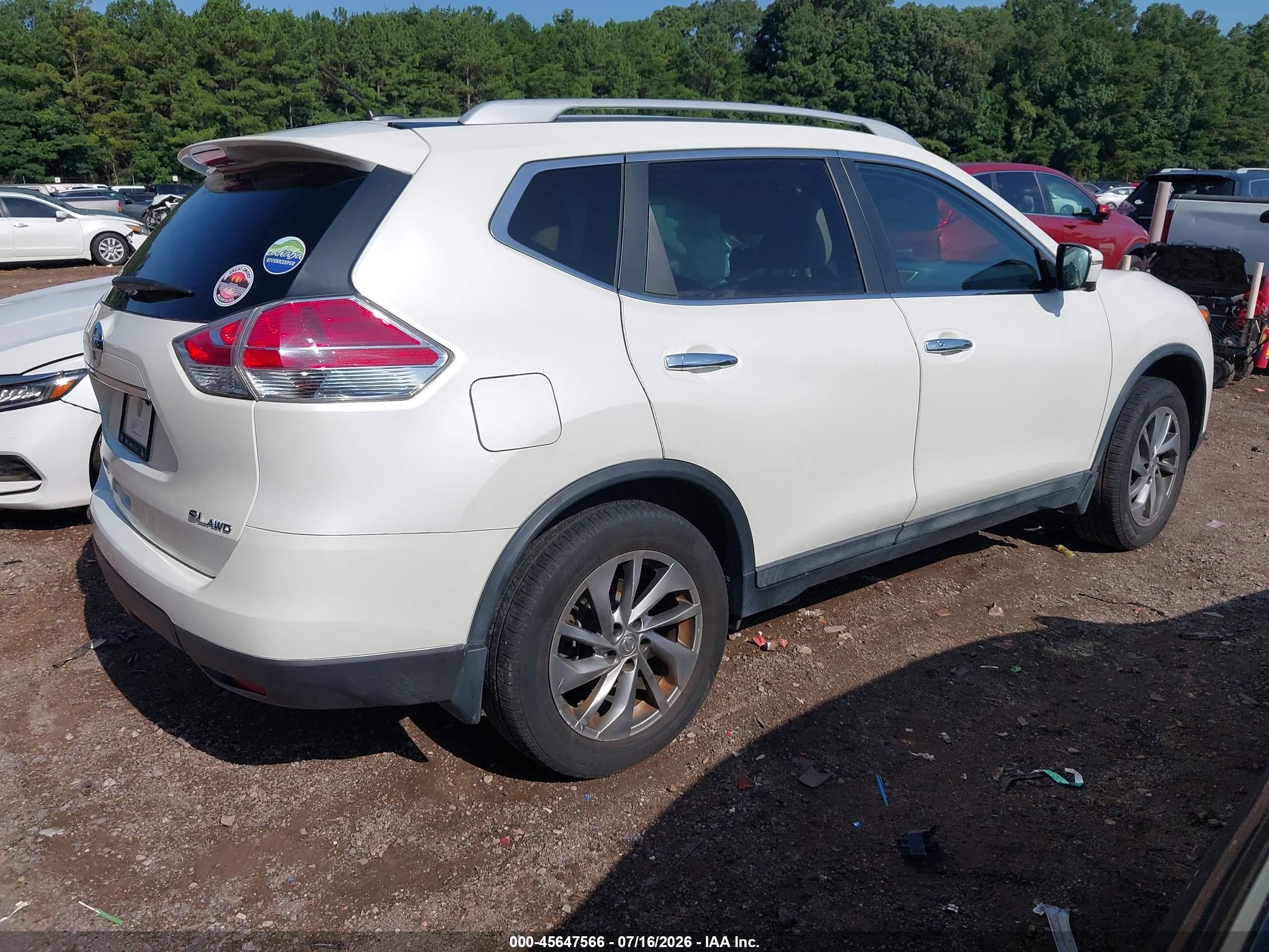2015 Nissan Rogue Sl White vin: 5N1AT2MV5FC809381