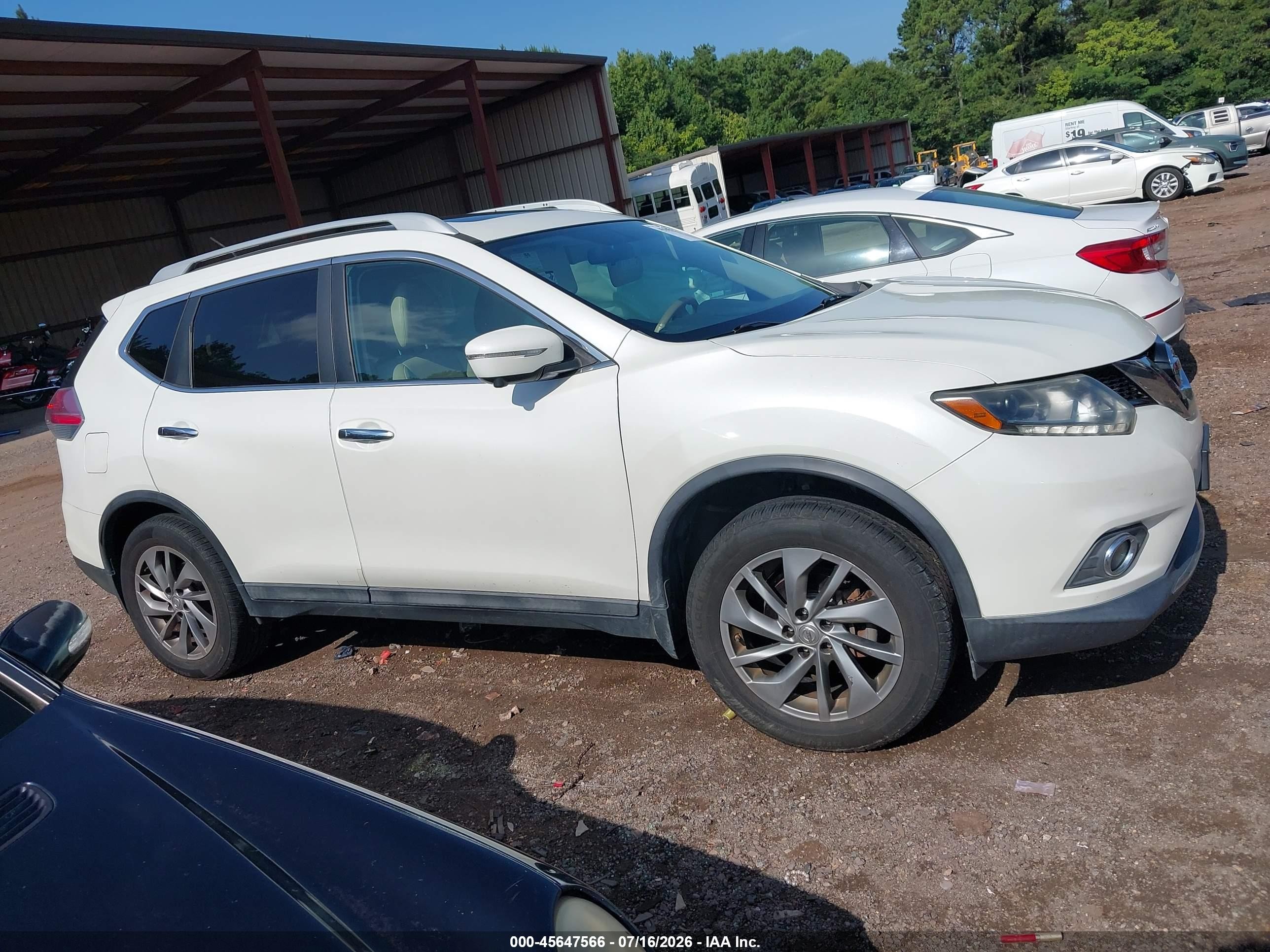 2015 Nissan Rogue Sl White vin: 5N1AT2MV5FC809381