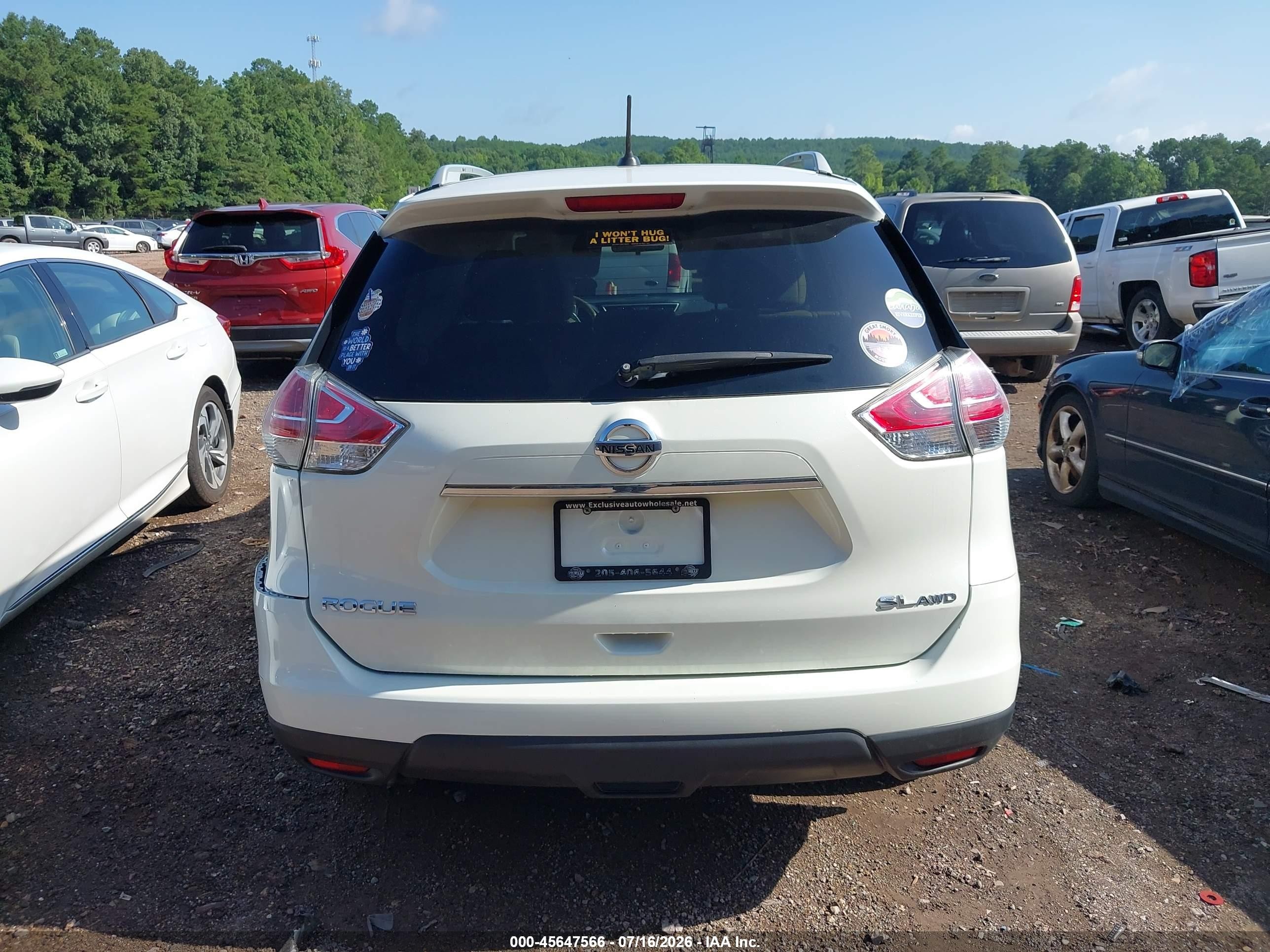 2015 Nissan Rogue Sl White vin: 5N1AT2MV5FC809381