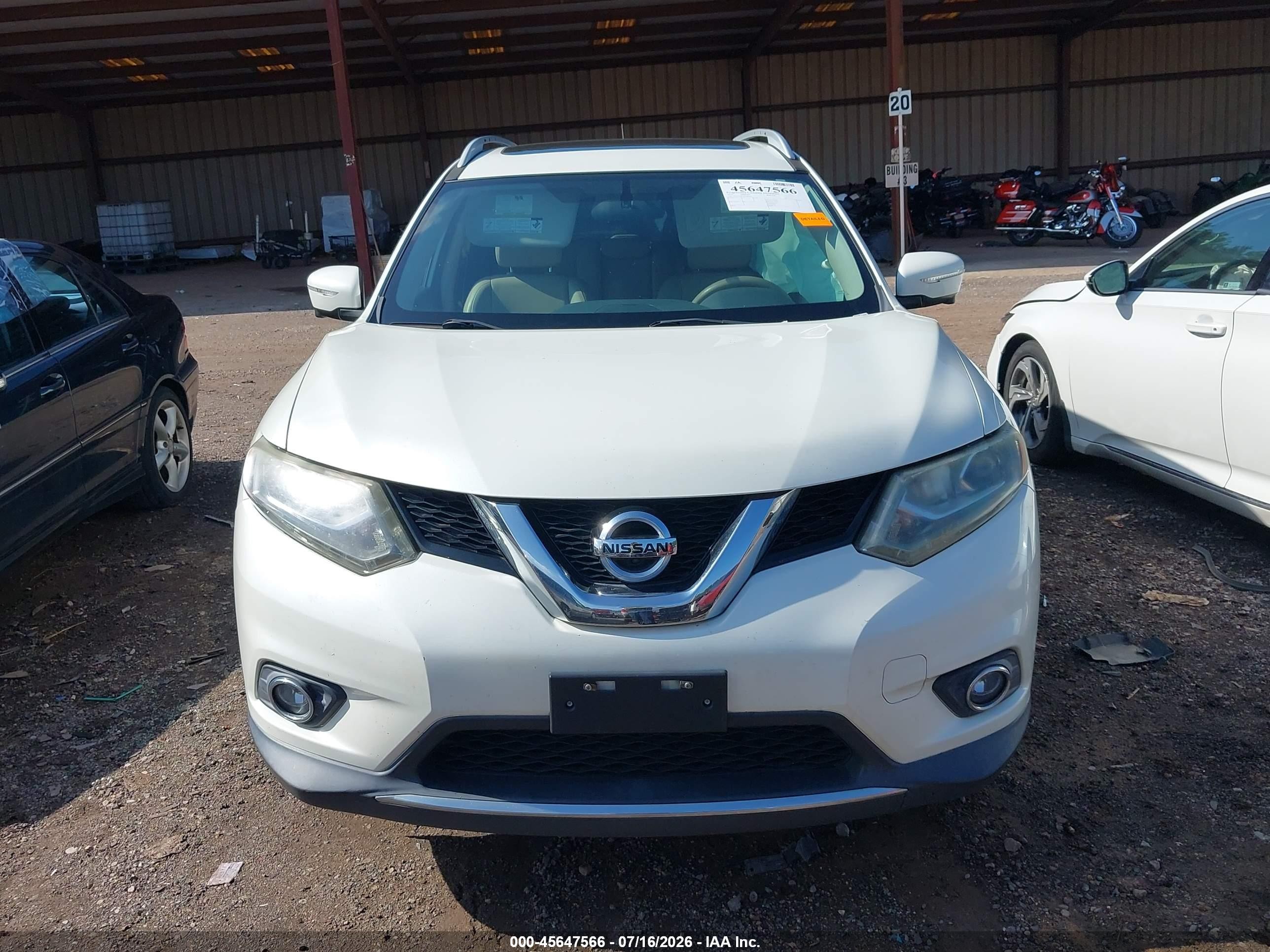 2015 Nissan Rogue Sl White vin: 5N1AT2MV5FC809381