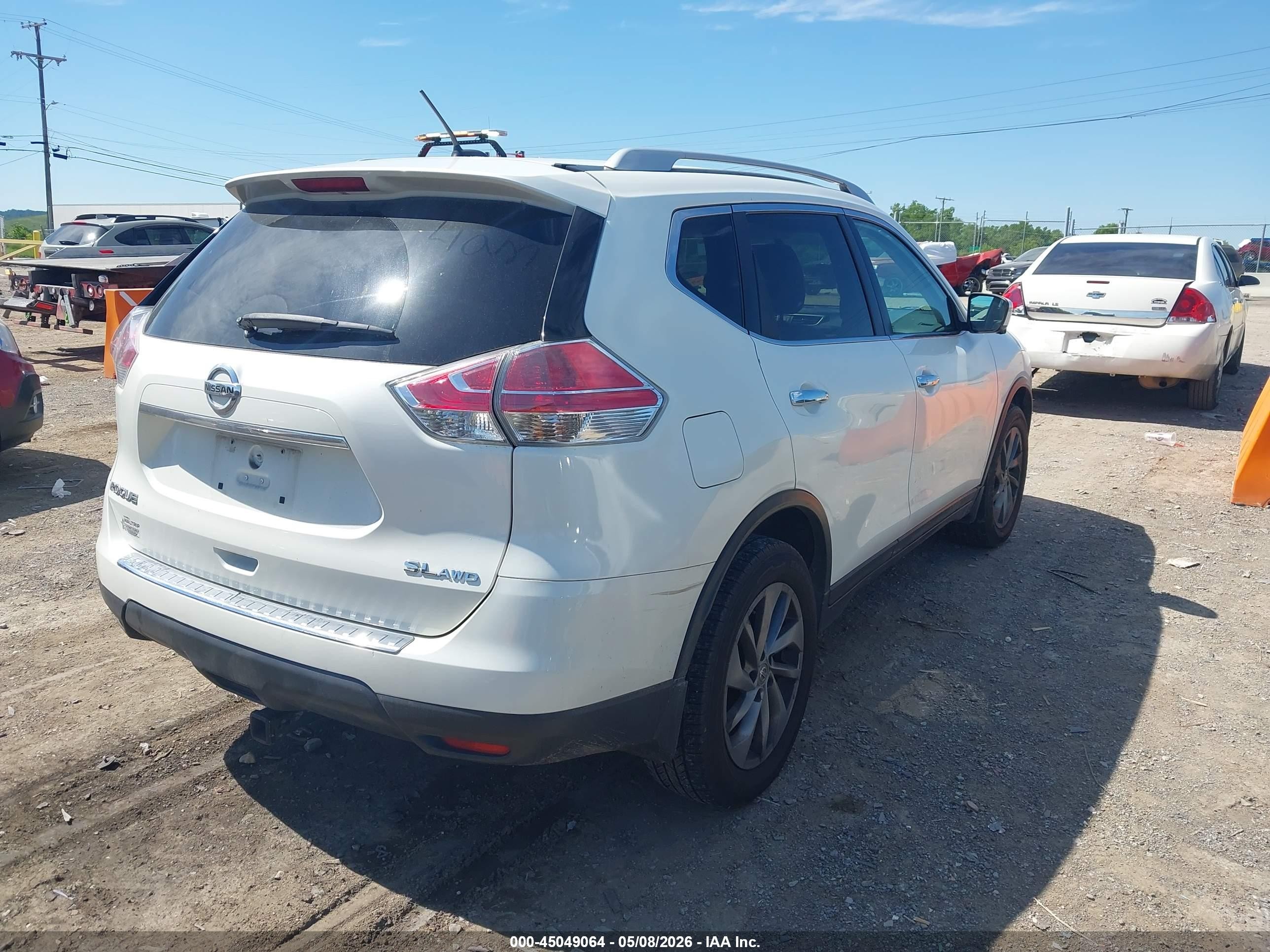 2015 Nissan Rogue Sl White vin: 5N1AT2MV5FC809848