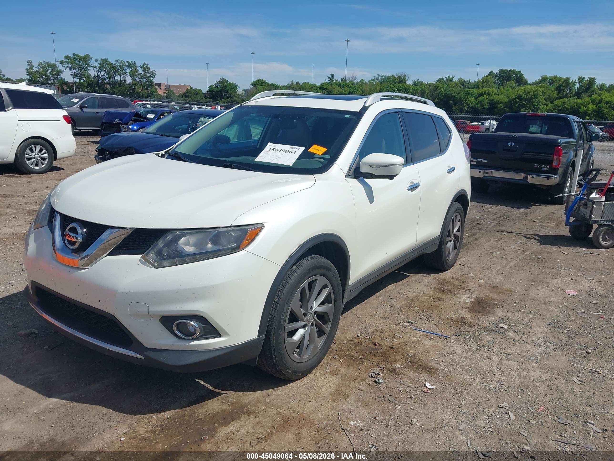2015 Nissan Rogue Sl White vin: 5N1AT2MV5FC809848