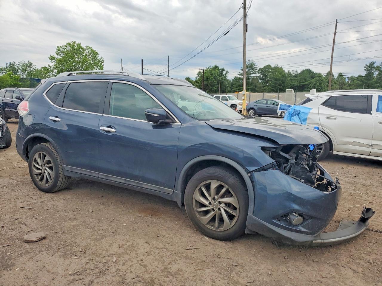 2015 Nissan Rogue Sl Blue vin: 5N1AT2MV5FC819473