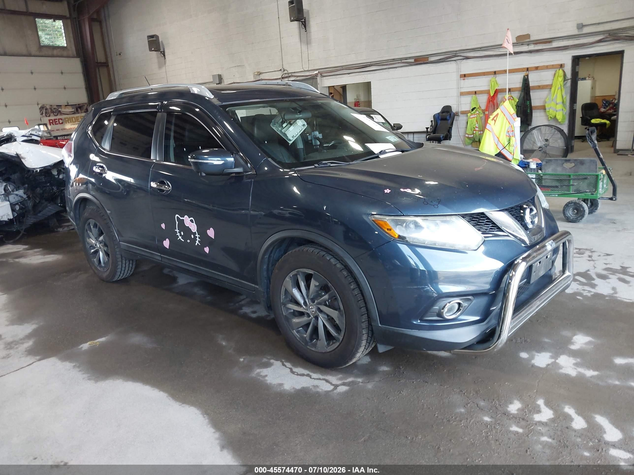 2015 Nissan Rogue Sl Blue vin: 5N1AT2MV5FC829064
