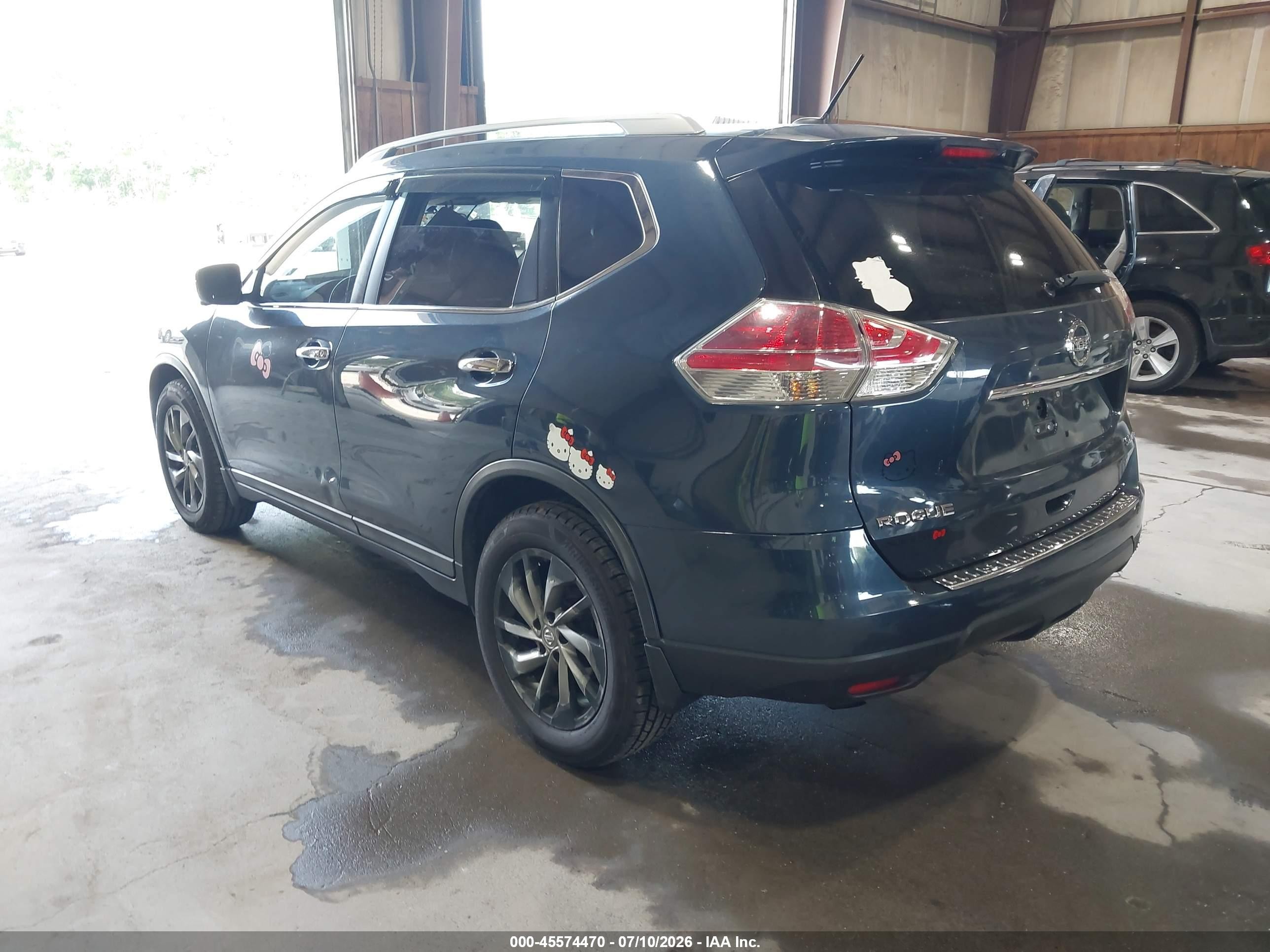 2015 Nissan Rogue Sl Blue vin: 5N1AT2MV5FC829064