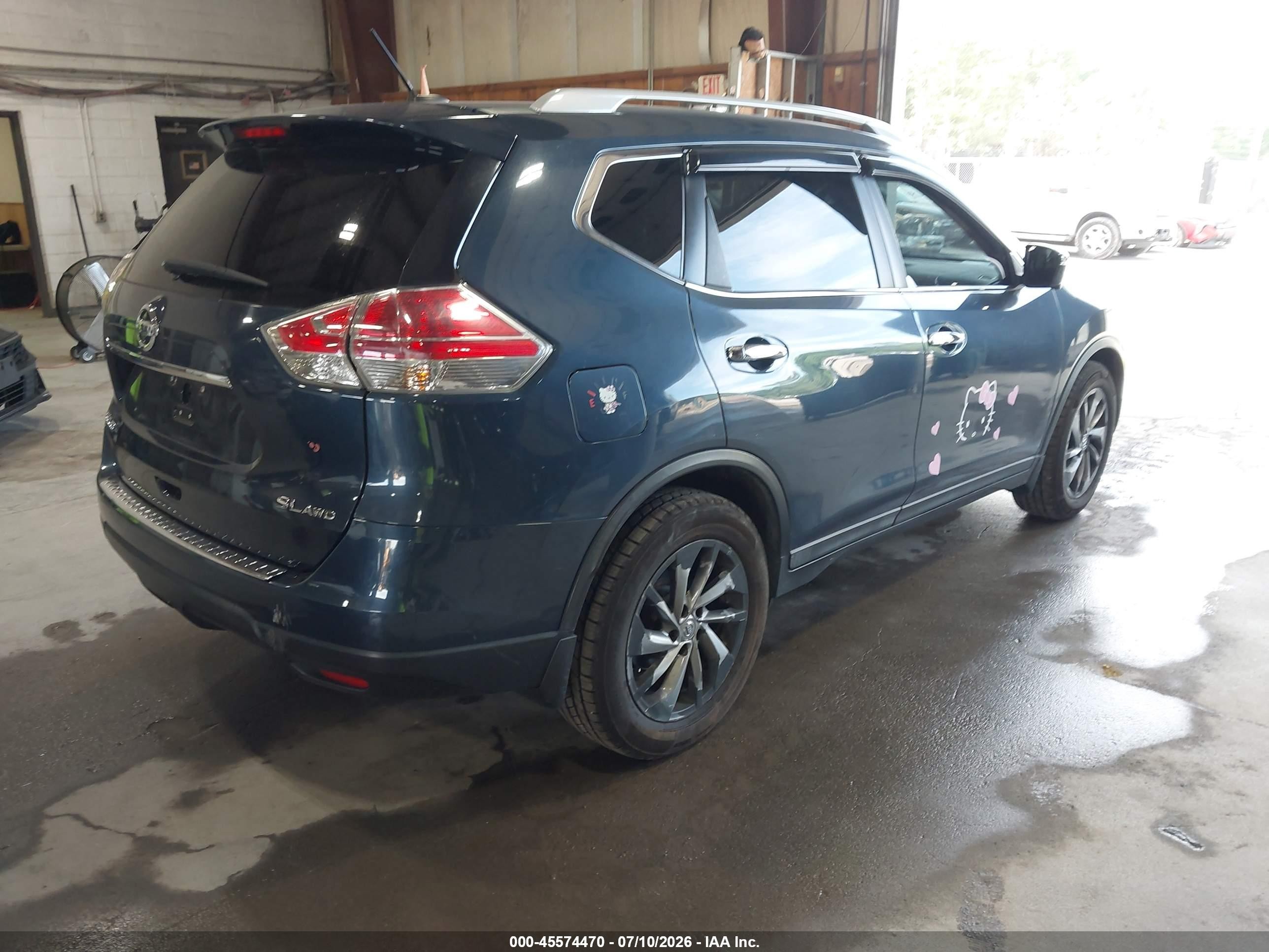 2015 Nissan Rogue Sl Blue vin: 5N1AT2MV5FC829064