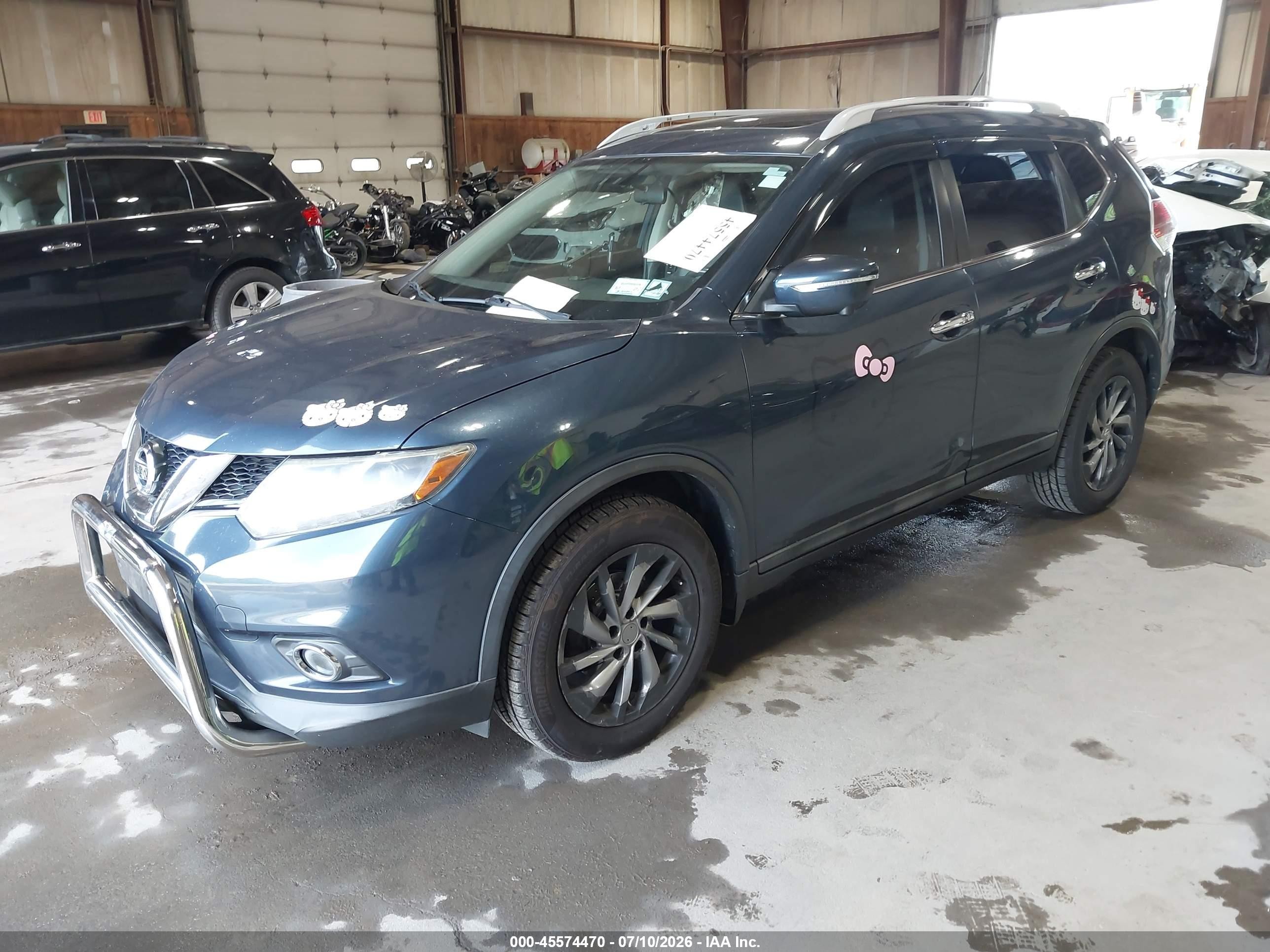 2015 Nissan Rogue Sl Blue vin: 5N1AT2MV5FC829064