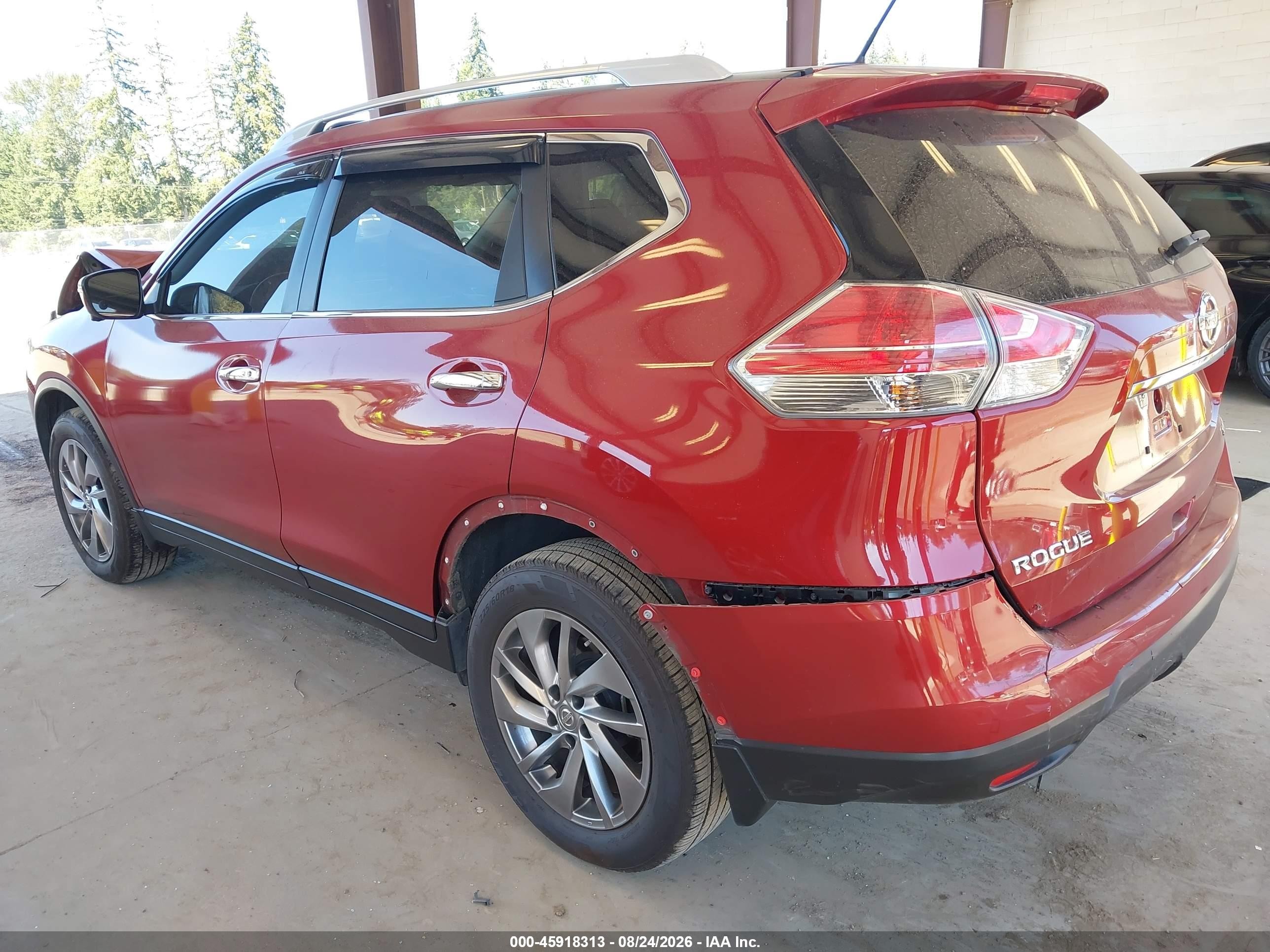 2015 Nissan Rogue Sl Red vin: 5N1AT2MV5FC882427