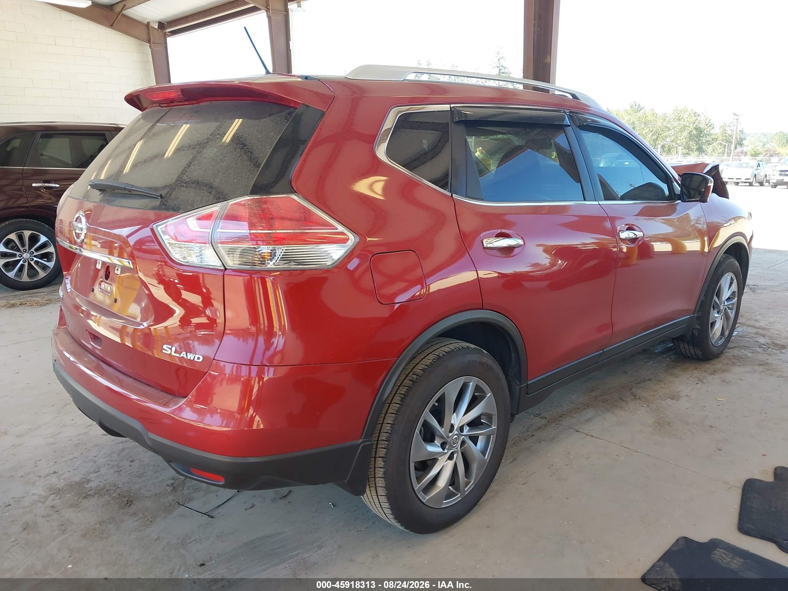 2015 Nissan Rogue Sl Red vin: 5N1AT2MV5FC882427