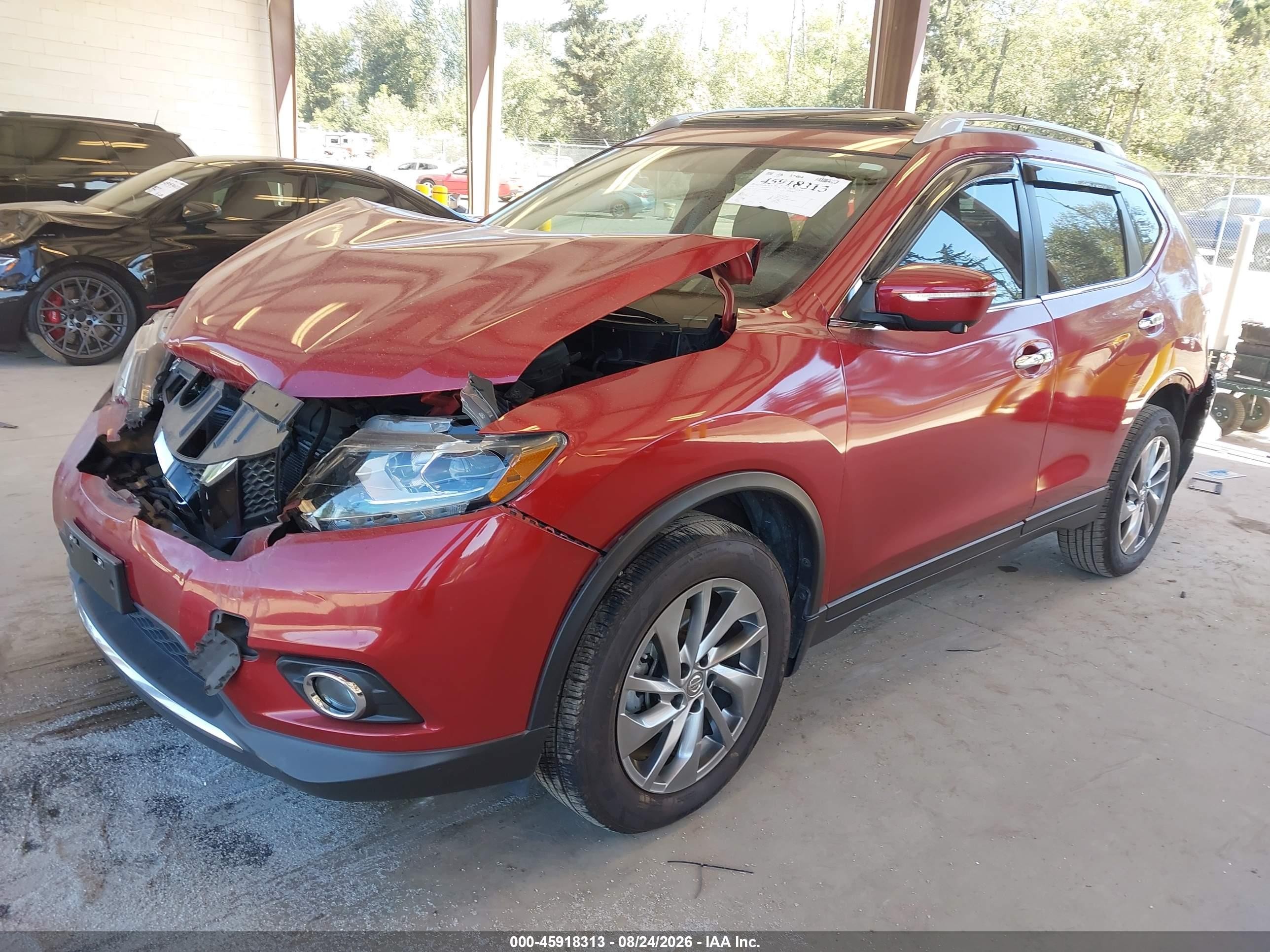 2015 Nissan Rogue Sl Red vin: 5N1AT2MV5FC882427