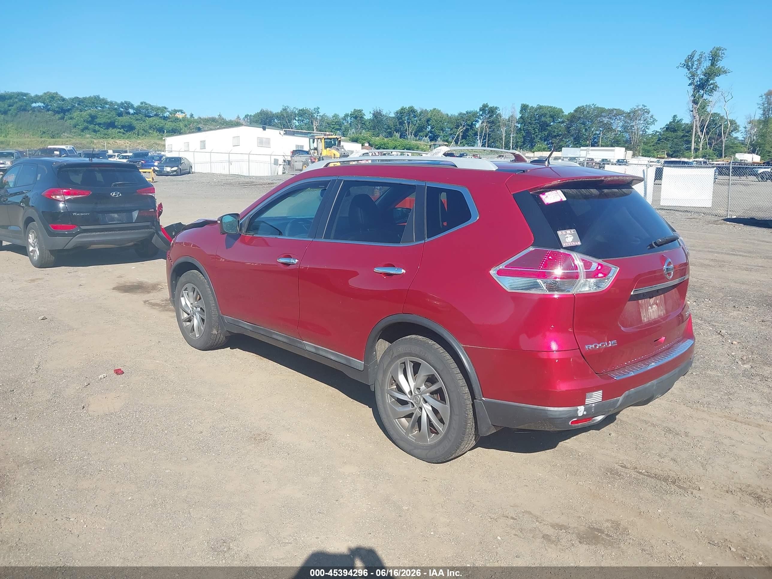 2015 Nissan Rogue Sl Red vin: 5N1AT2MV5FC903695