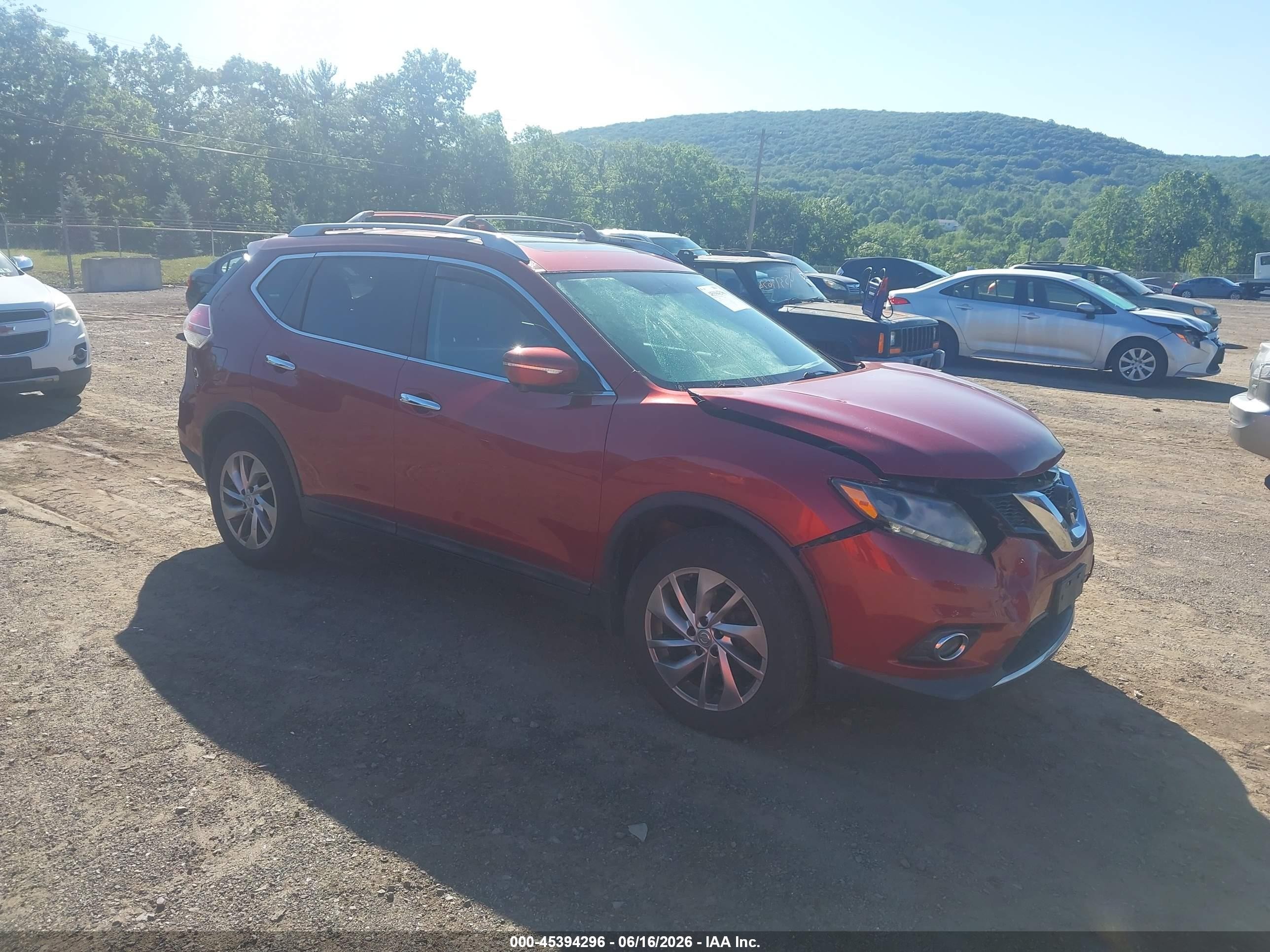 2015 Nissan Rogue Sl Red vin: 5N1AT2MV5FC903695