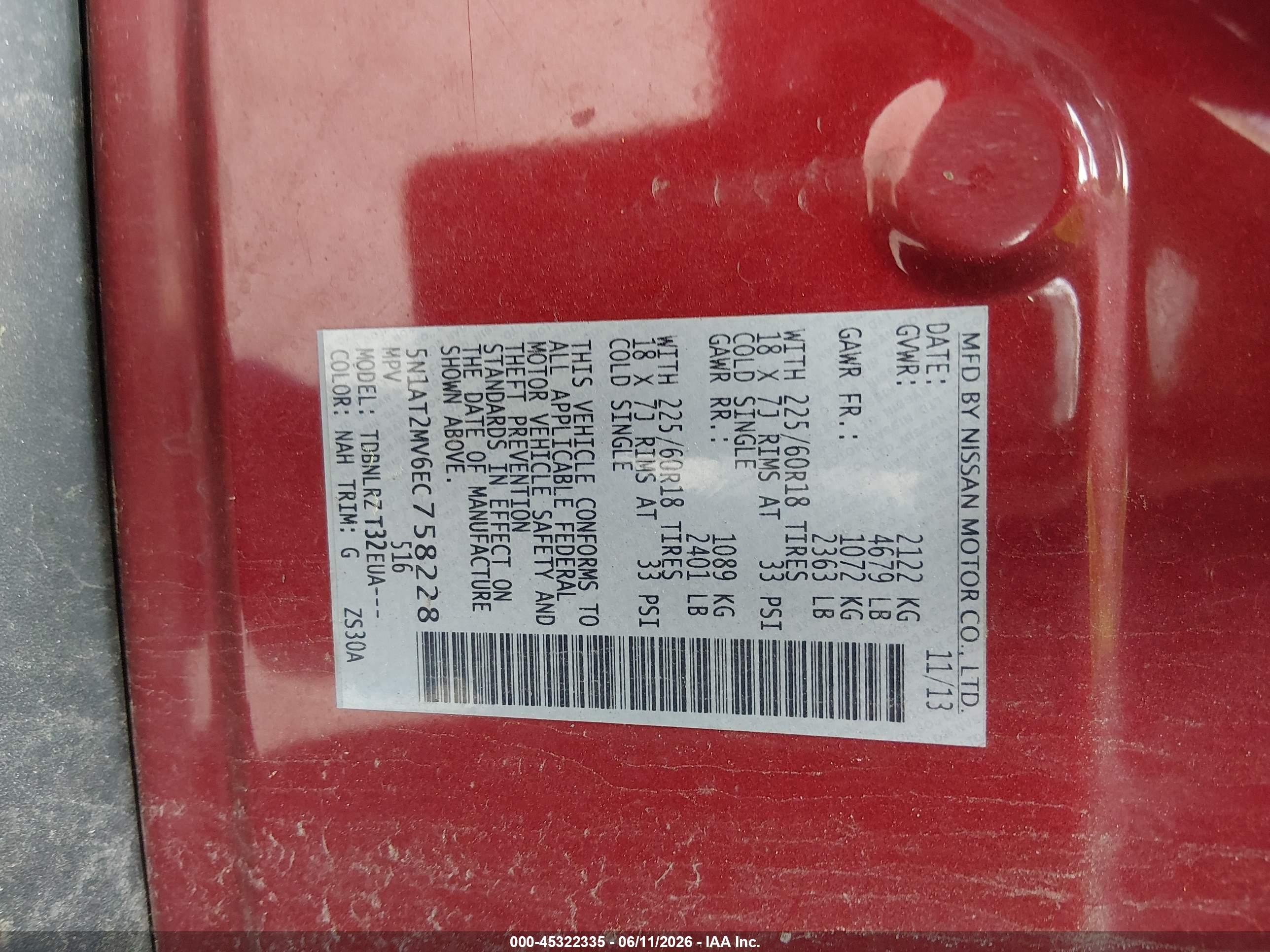 2014 Nissan Rogue Sl Red vin: 5N1AT2MV6EC758228
