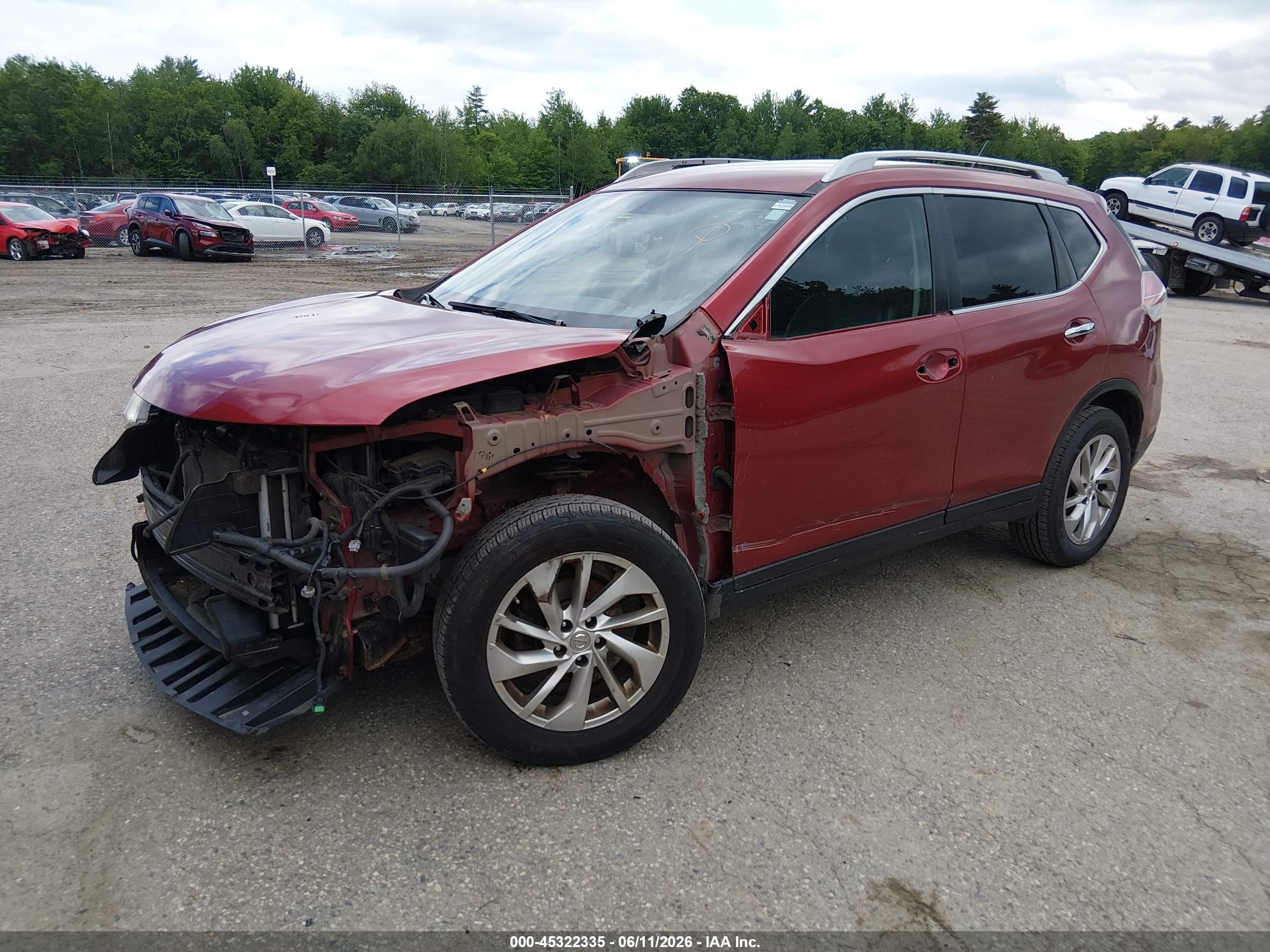 2014 Nissan Rogue Sl Red vin: 5N1AT2MV6EC758228