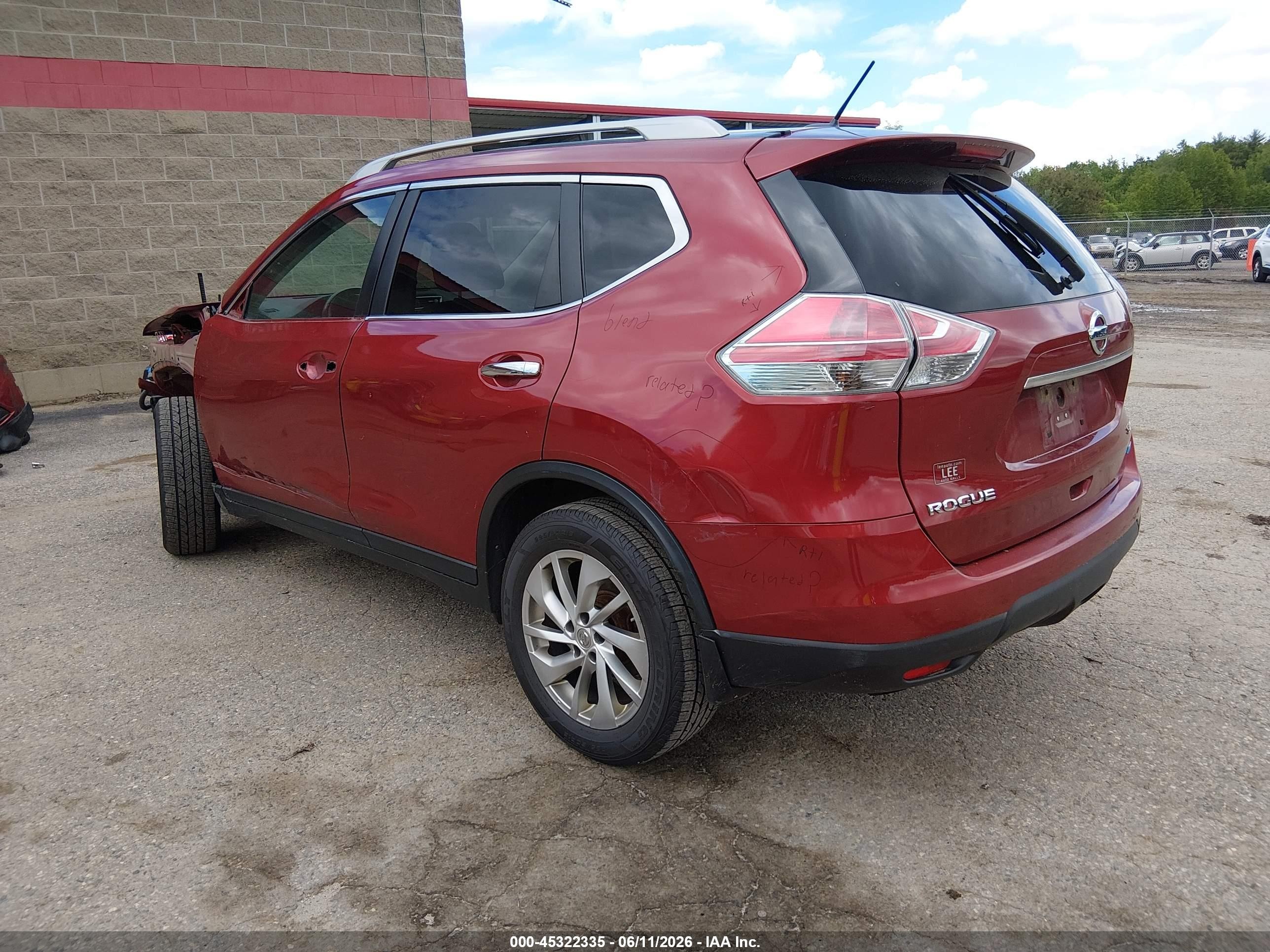 2014 Nissan Rogue Sl Red vin: 5N1AT2MV6EC758228