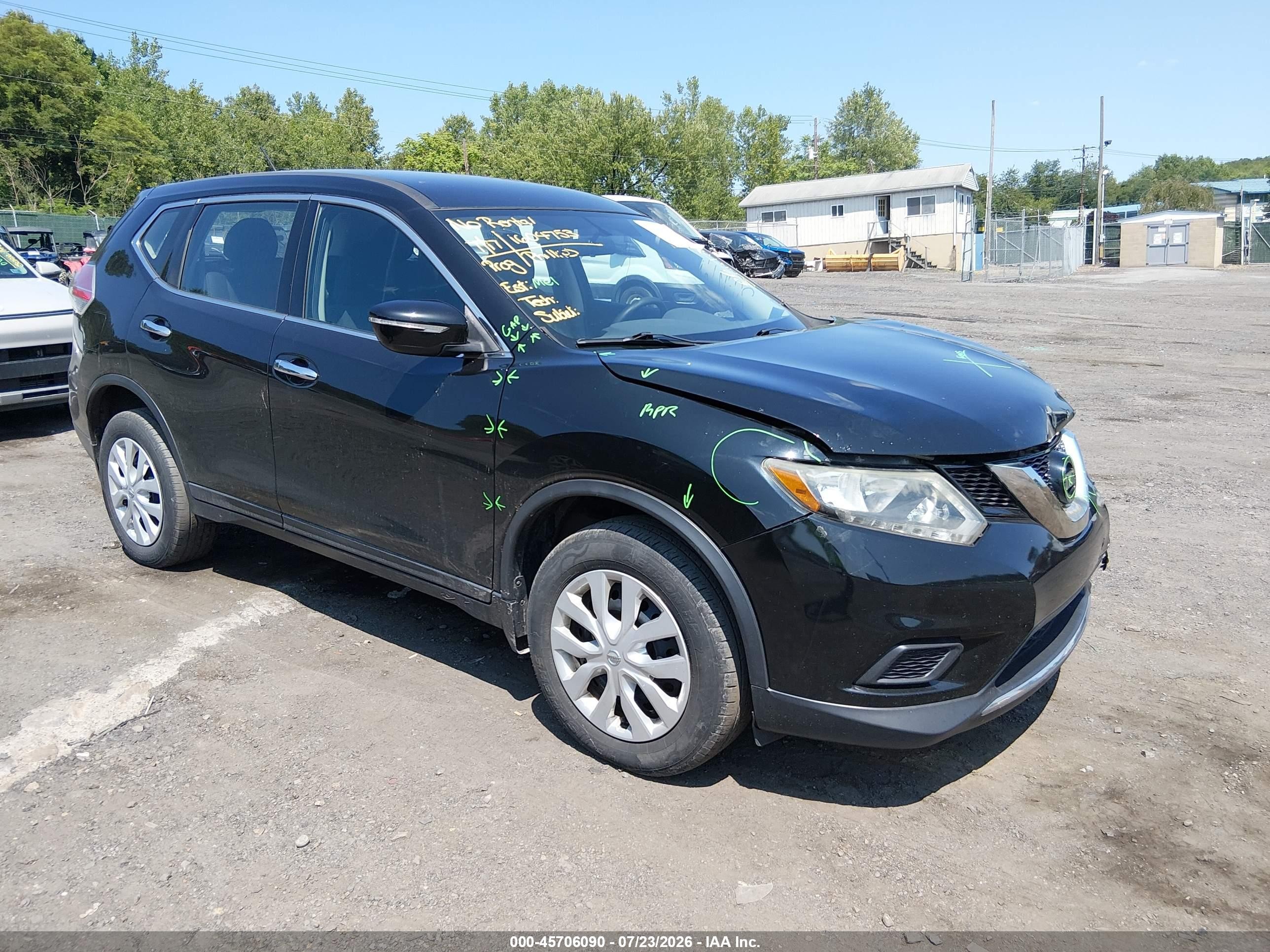 2014 Nissan Rogue S Black vin: 5N1AT2MV6EC768709