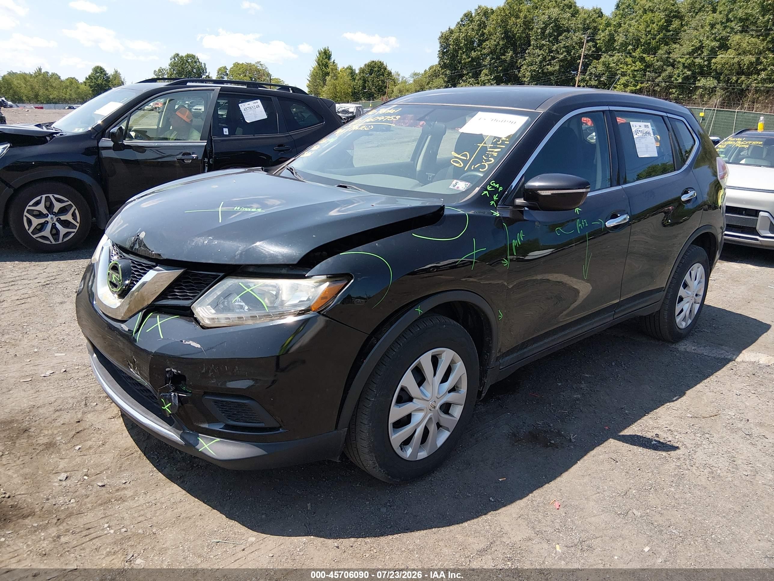 2014 Nissan Rogue S Black vin: 5N1AT2MV6EC768709