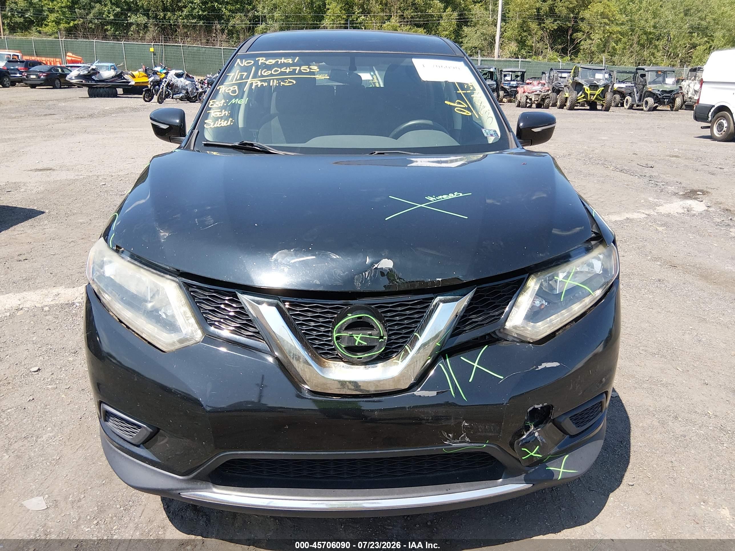 2014 Nissan Rogue S Black vin: 5N1AT2MV6EC768709