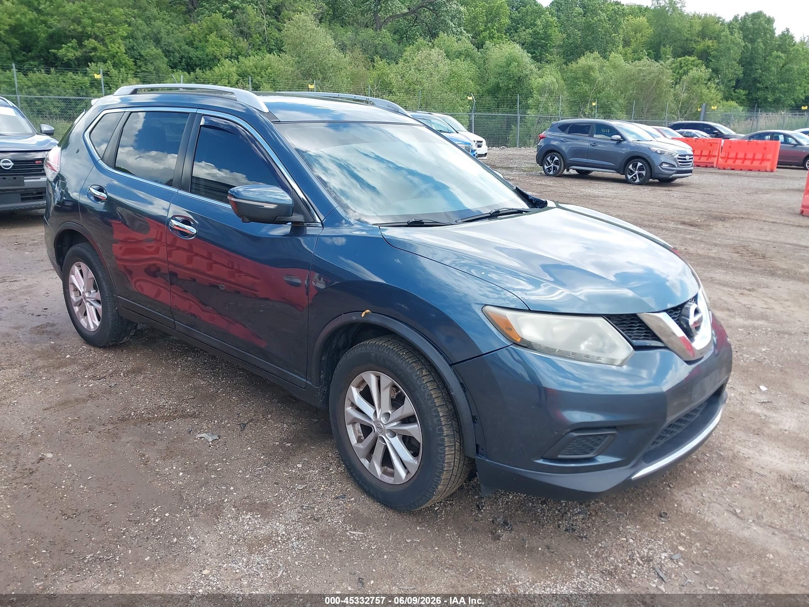 2014 Nissan Rogue S/sl/sv Turquoise vin: 5N1AT2MV6EC801580
