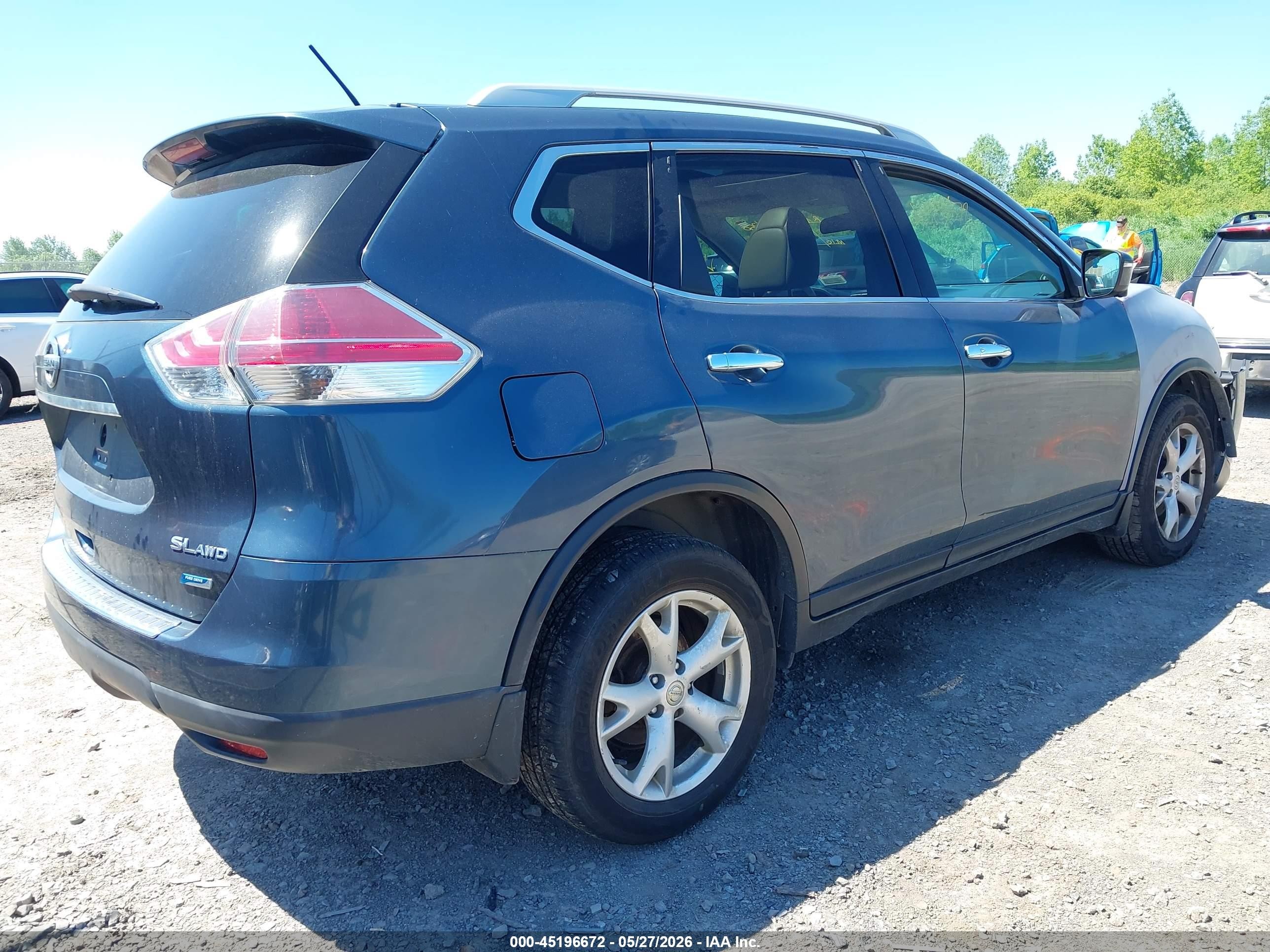 2014 Nissan Rogue Sl Blue vin: 5N1AT2MV6EC815799