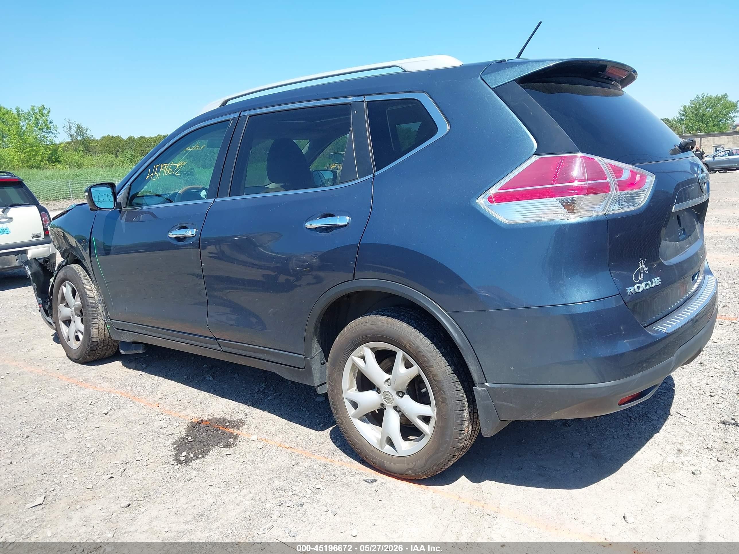 2014 Nissan Rogue Sl Blue vin: 5N1AT2MV6EC815799