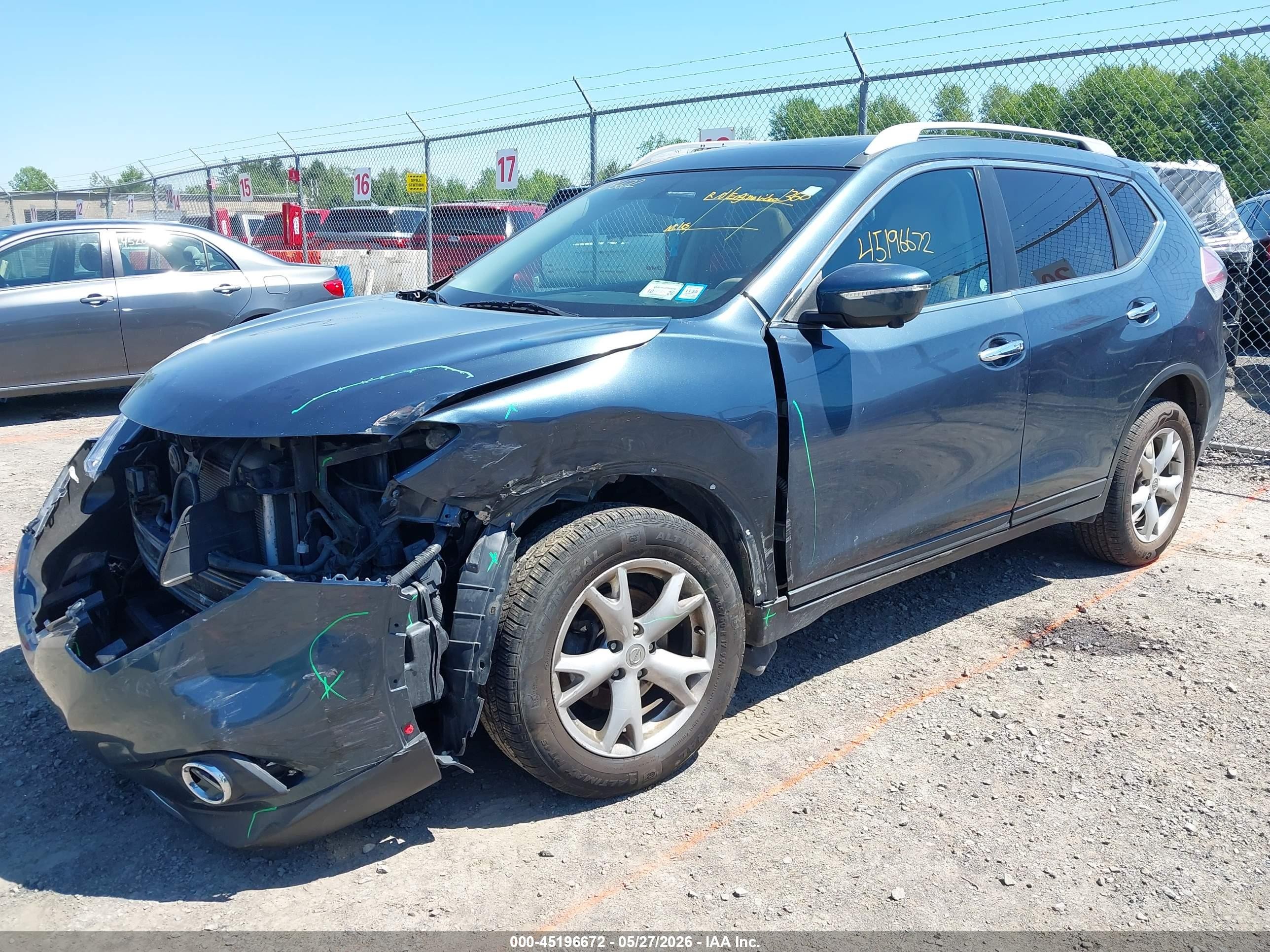 2014 Nissan Rogue Sl Blue vin: 5N1AT2MV6EC815799