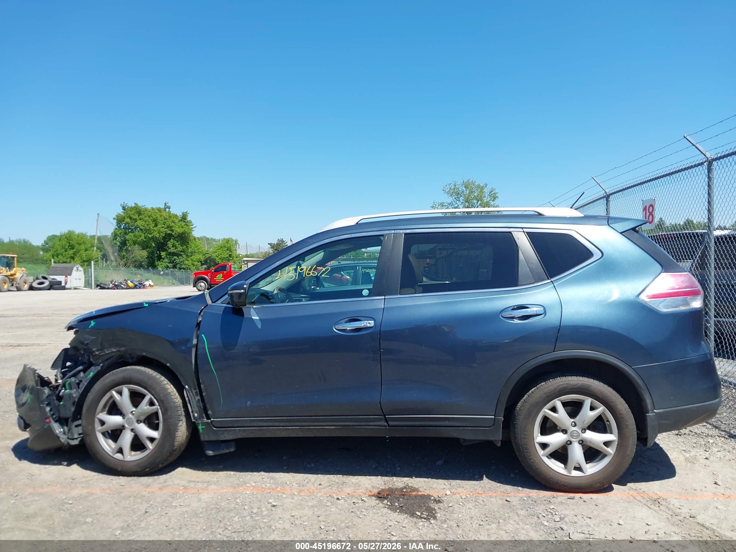 2014 Nissan Rogue Sl Blue vin: 5N1AT2MV6EC815799