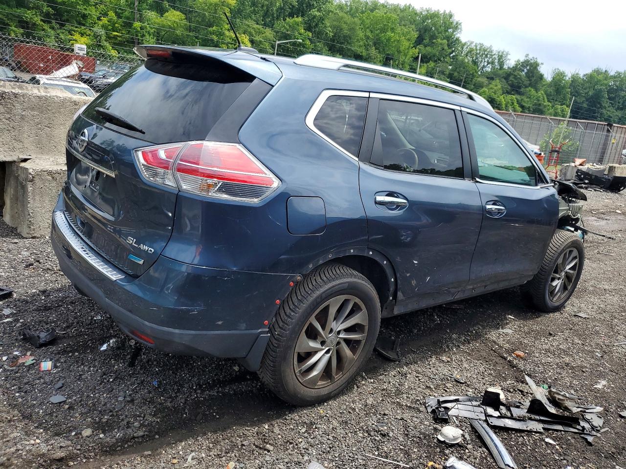 2014 Nissan Rogue Sl Blue vin: 5N1AT2MV6EC840895