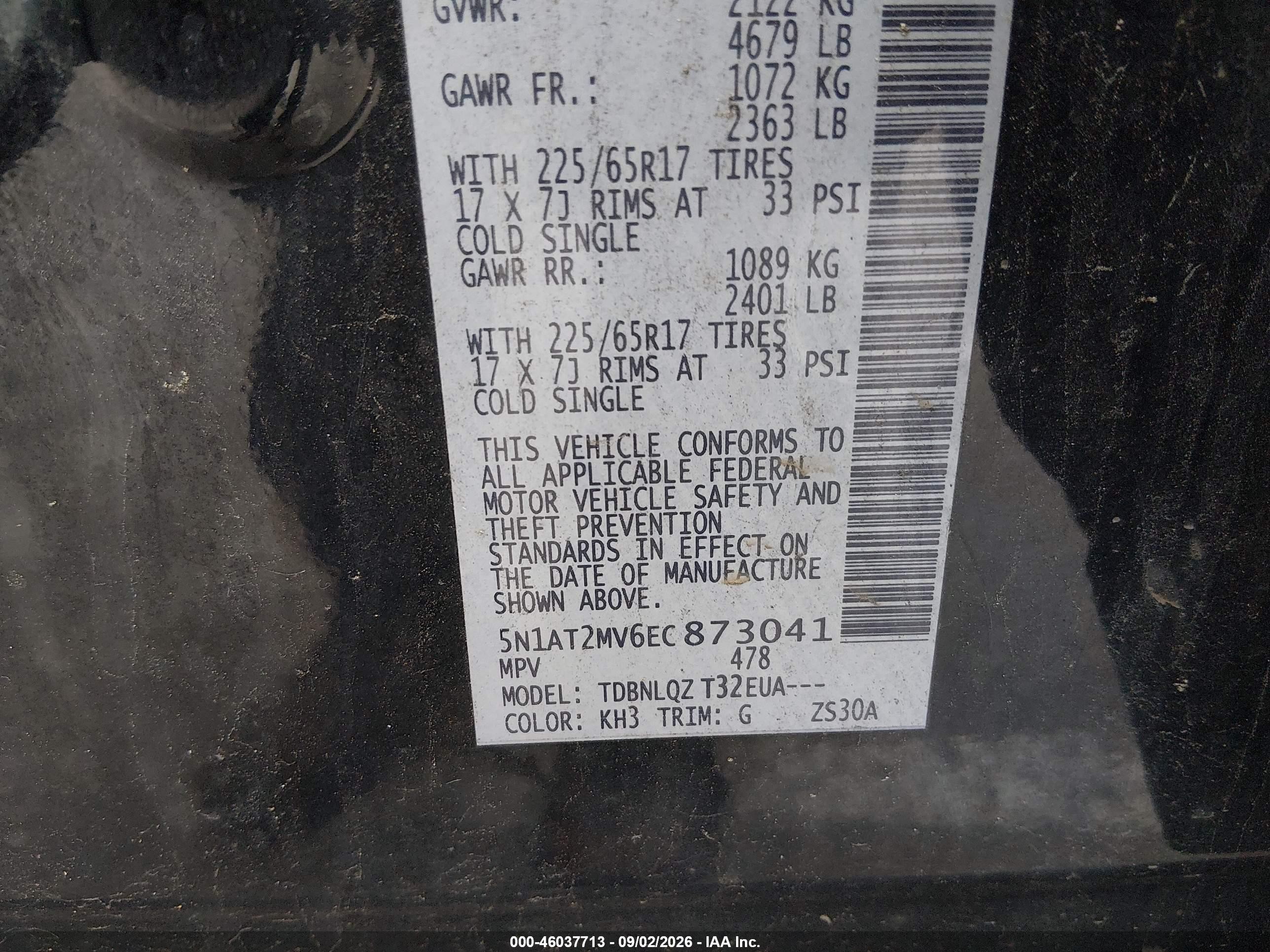2014 Nissan Rogue Sv Black vin: 5N1AT2MV6EC873041