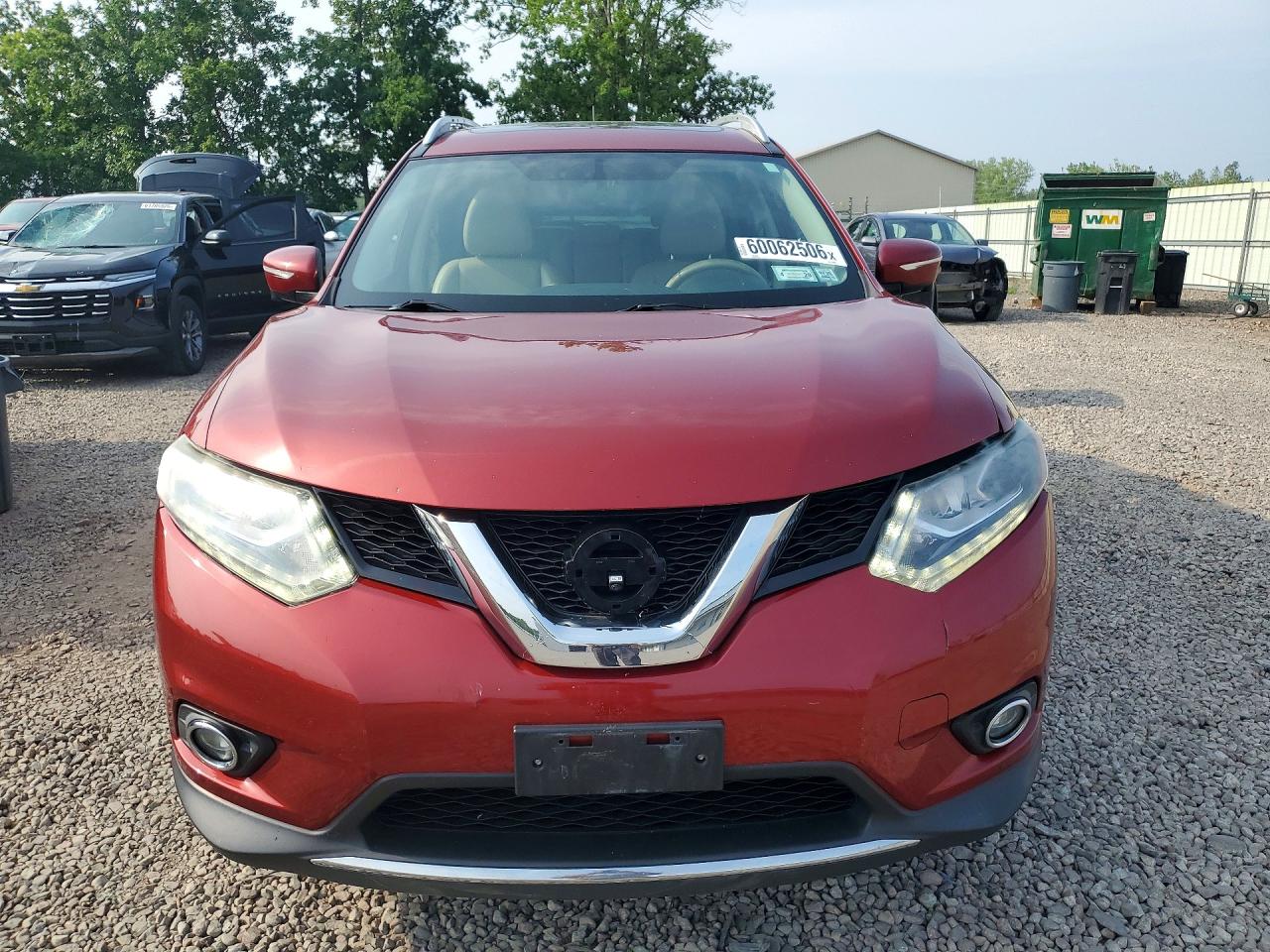 2015 Nissan Rogue Sl Red vin: 5N1AT2MV6FC770008