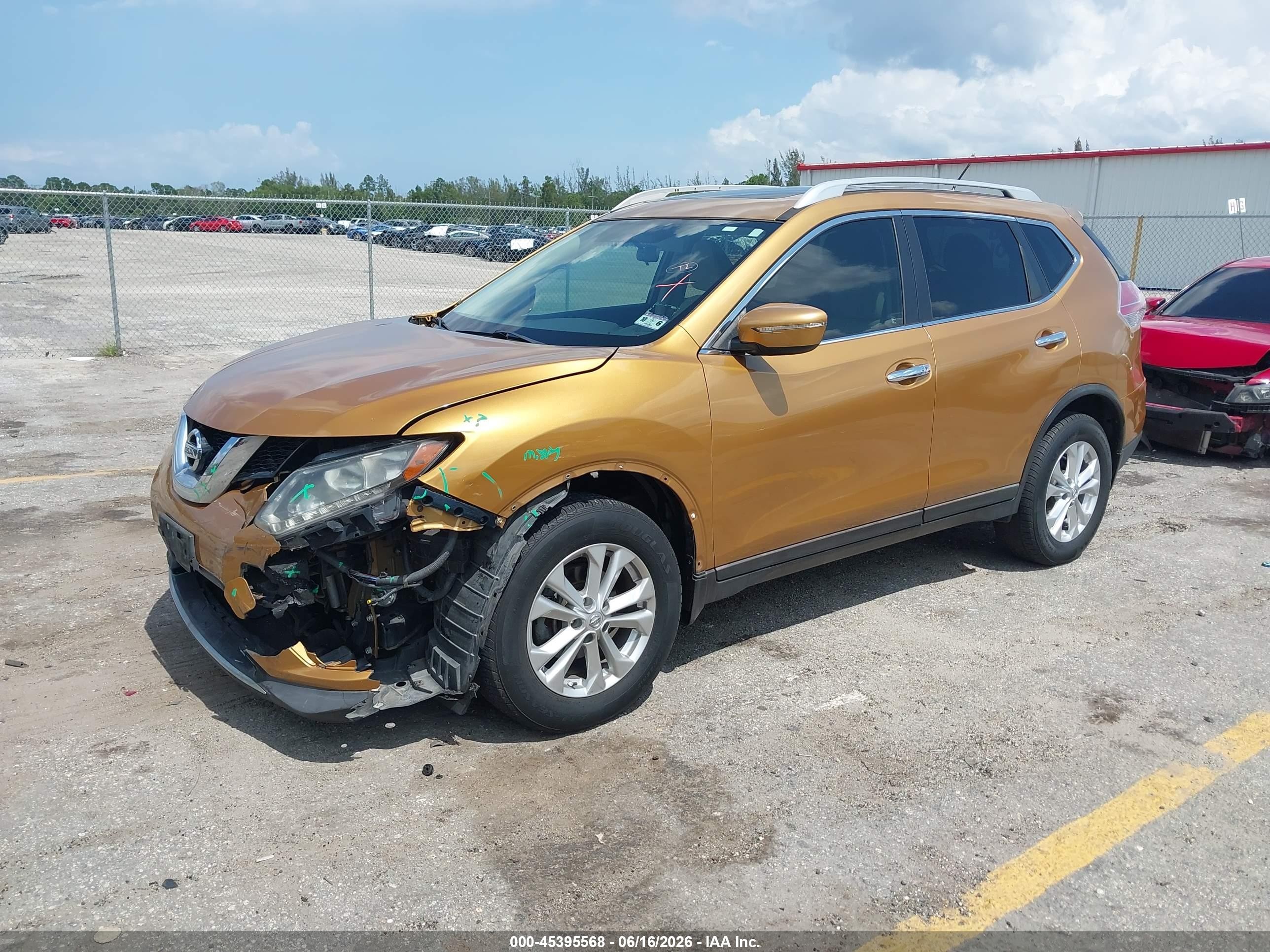 2015 Nissan Rogue Sv Orange vin: 5N1AT2MV6FC771367