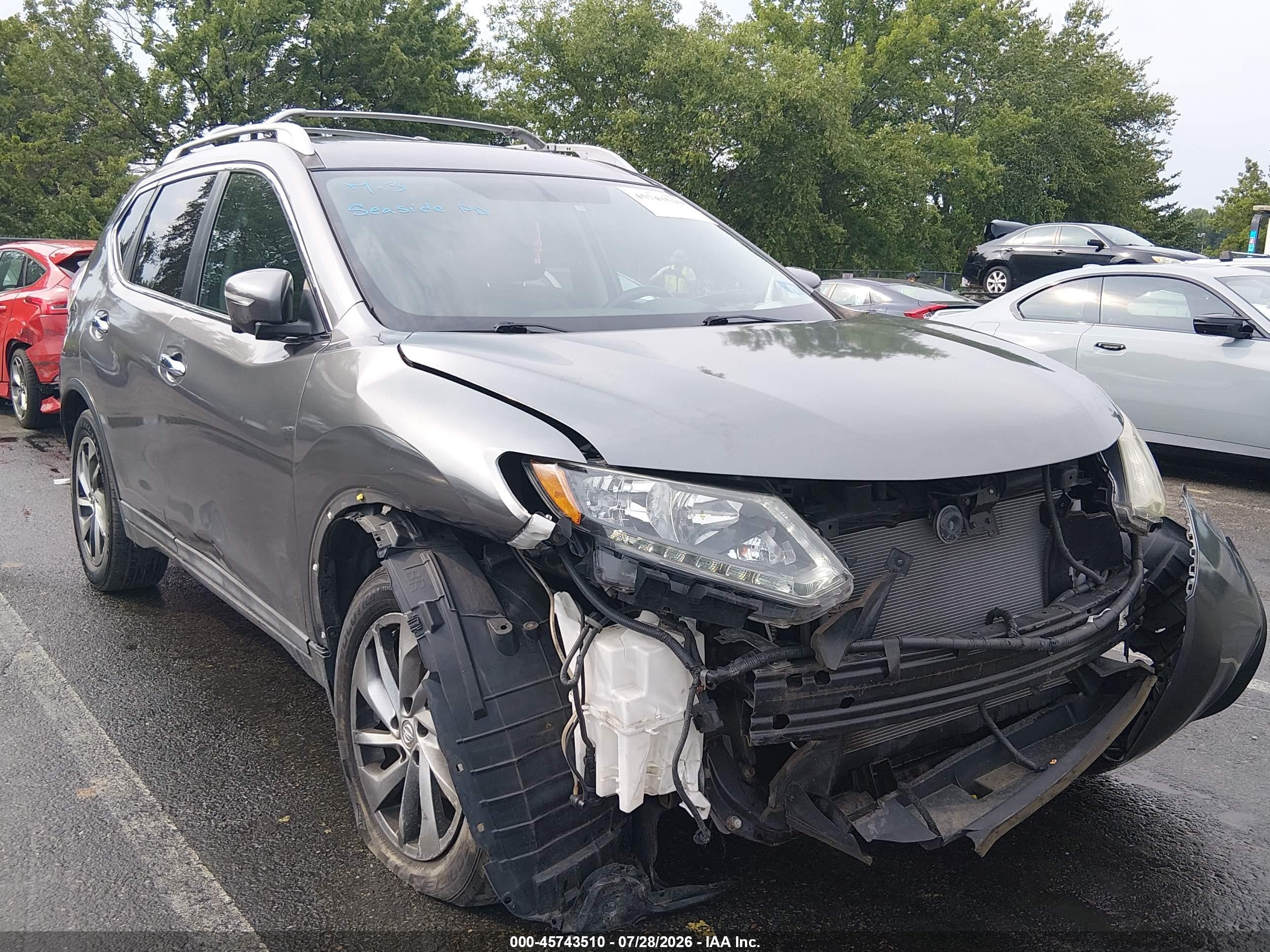 2015 Nissan Rogue Sl Gray vin: 5N1AT2MV6FC814847