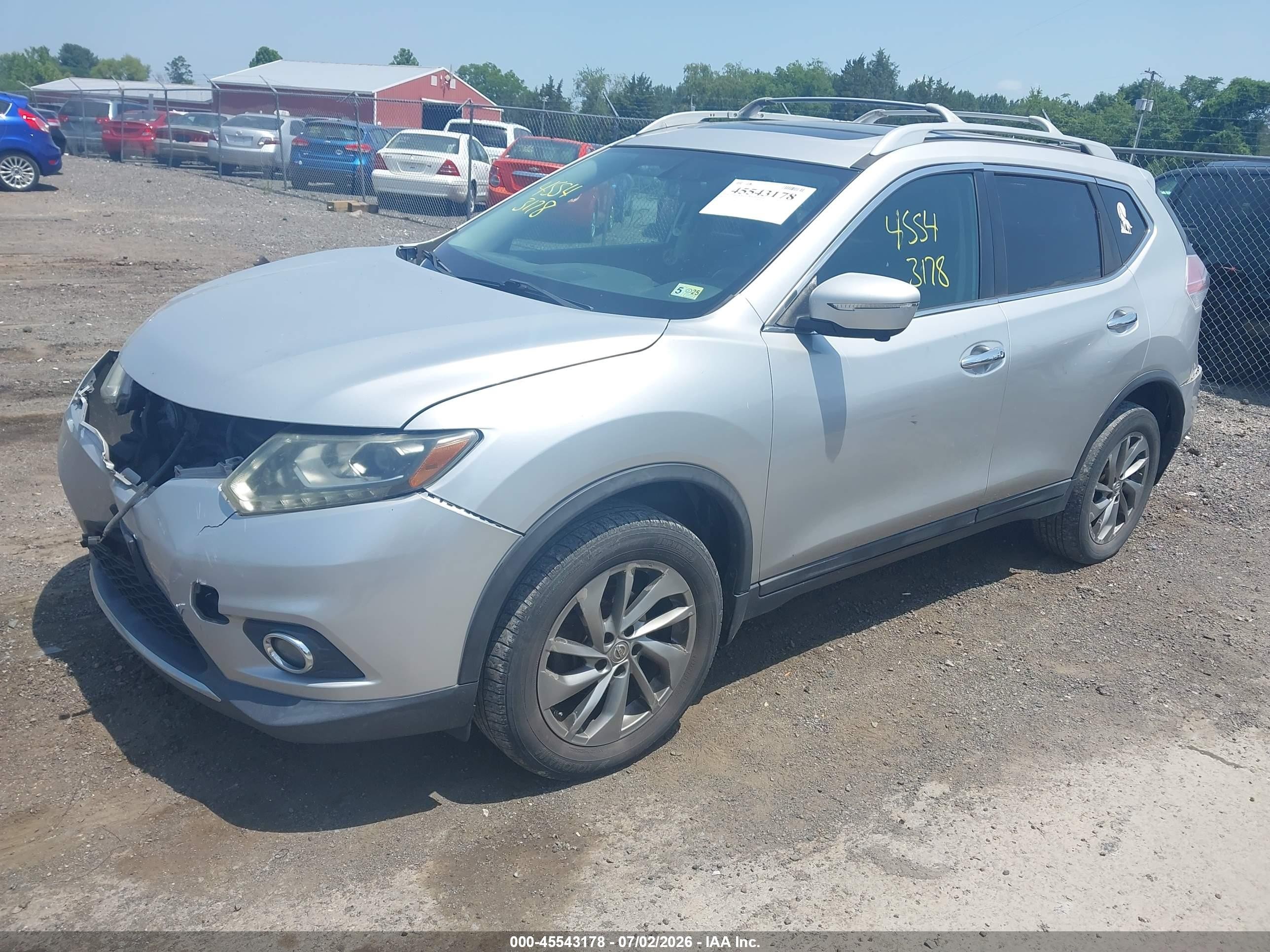 2015 Nissan Rogue Sl Silver vin: 5N1AT2MV6FC845645