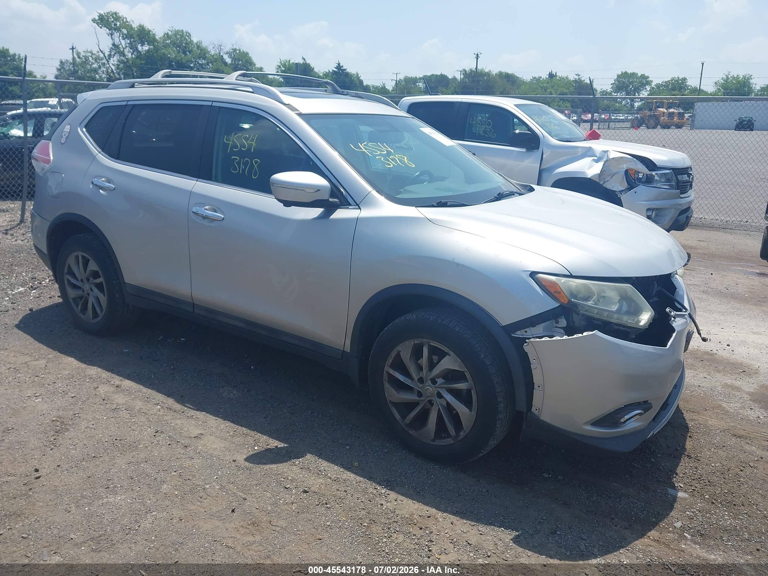 2015 Nissan Rogue Sl Silver vin: 5N1AT2MV6FC845645