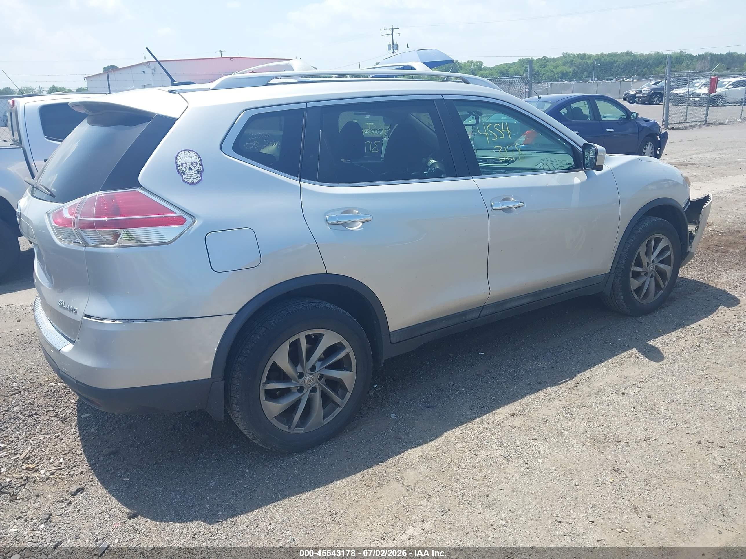 2015 Nissan Rogue Sl Silver vin: 5N1AT2MV6FC845645