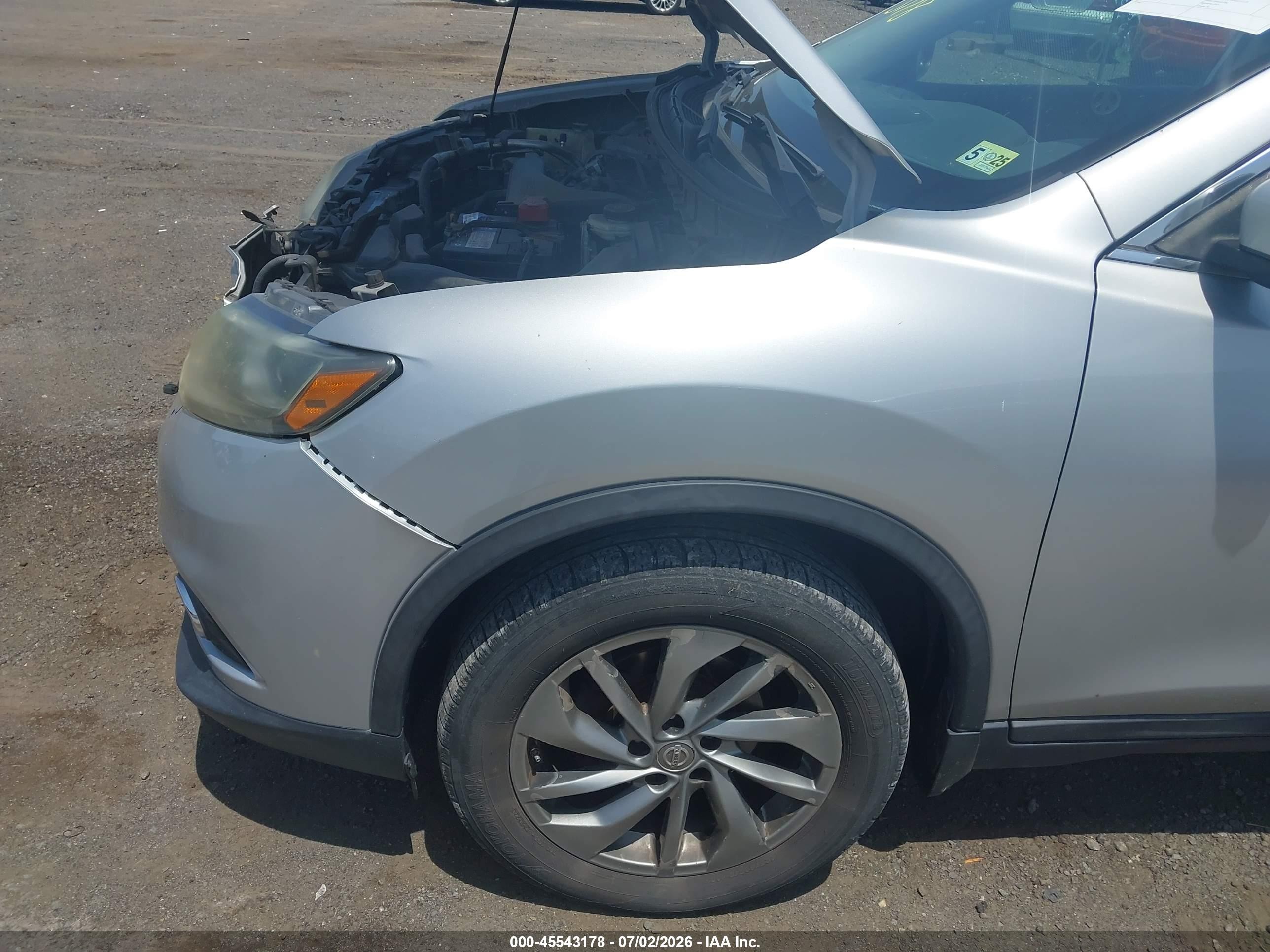 2015 Nissan Rogue Sl Silver vin: 5N1AT2MV6FC845645