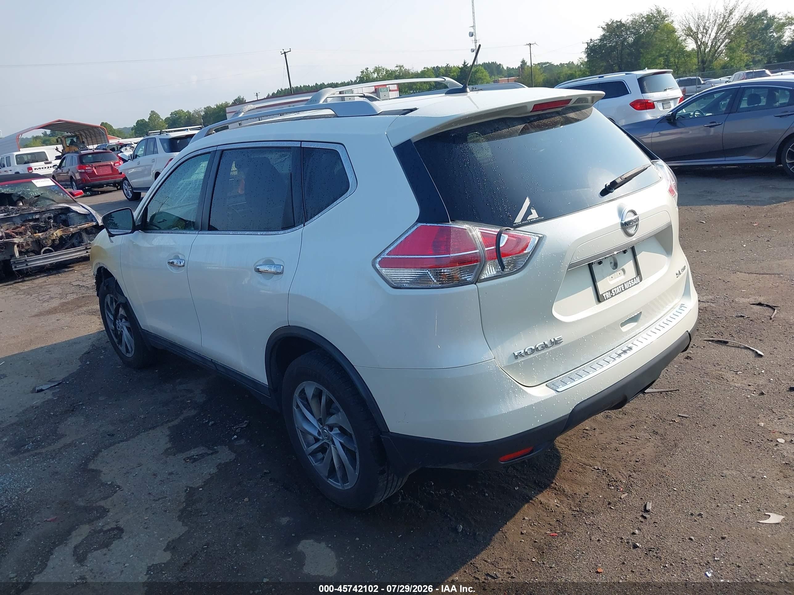 2015 Nissan Rogue Sl White vin: 5N1AT2MV6FC845743