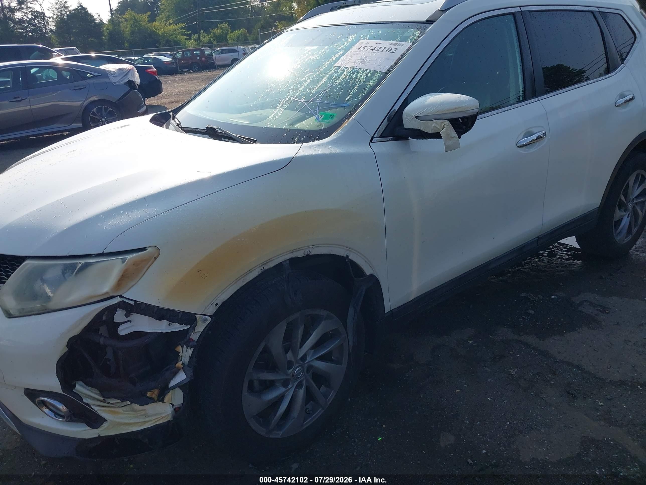 2015 Nissan Rogue Sl White vin: 5N1AT2MV6FC845743