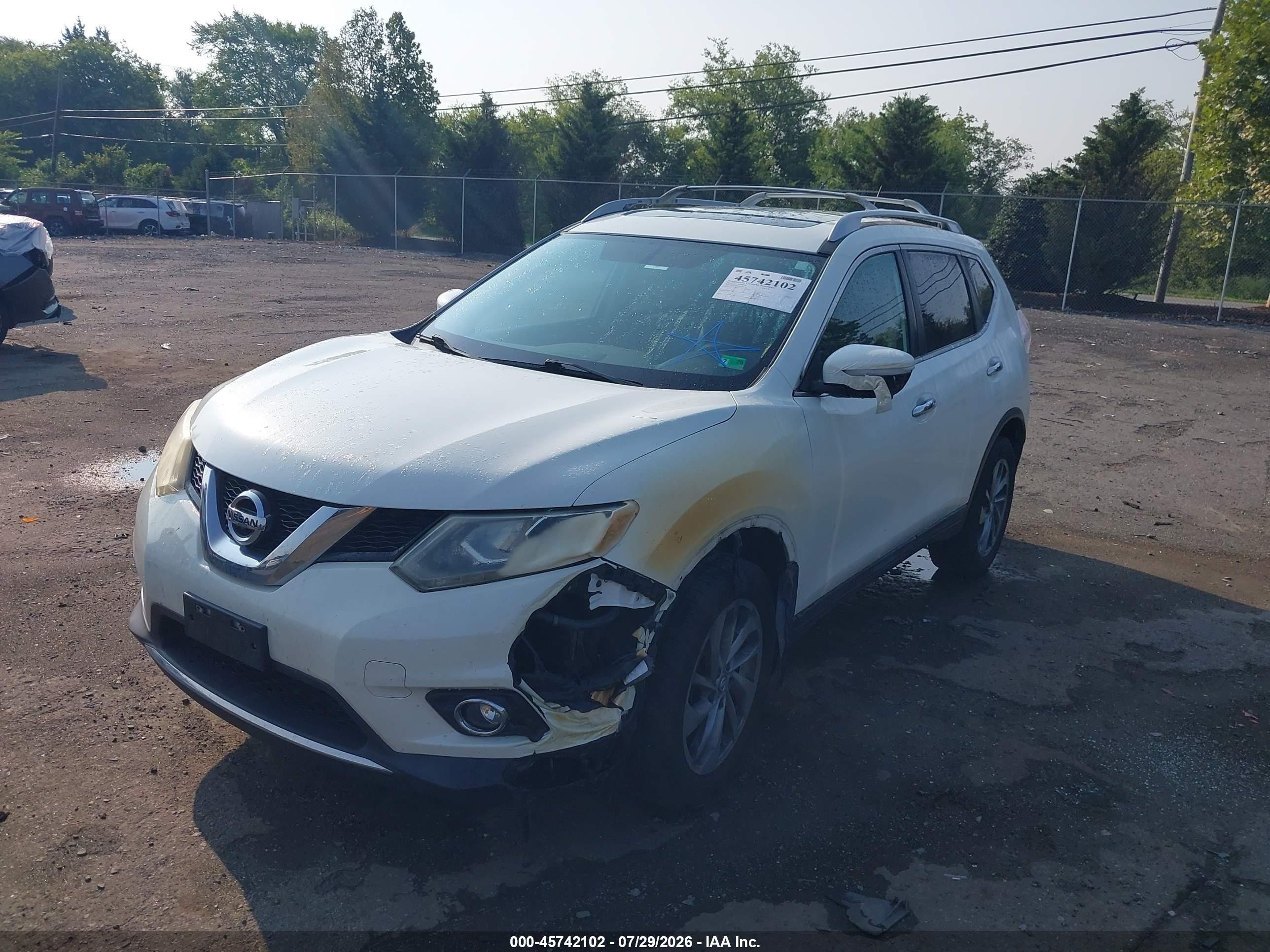 2015 Nissan Rogue Sl White vin: 5N1AT2MV6FC845743