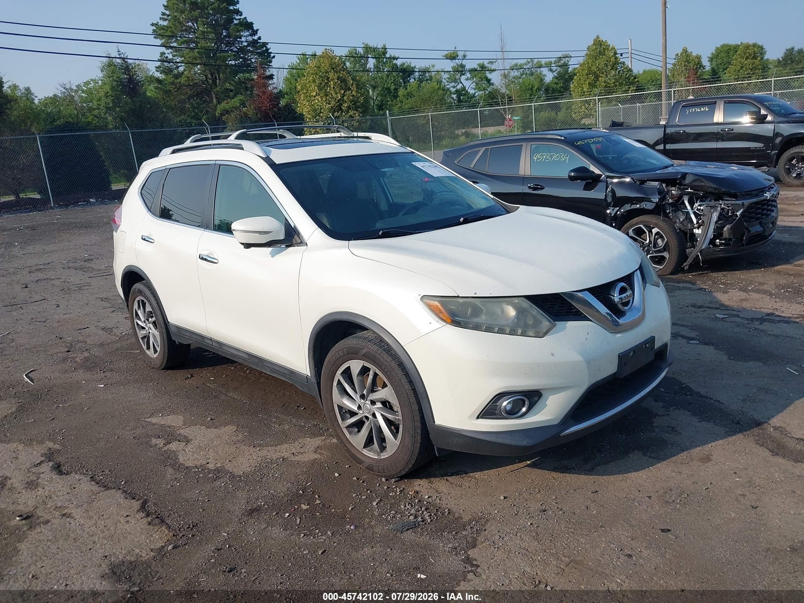 2015 Nissan Rogue Sl White vin: 5N1AT2MV6FC845743