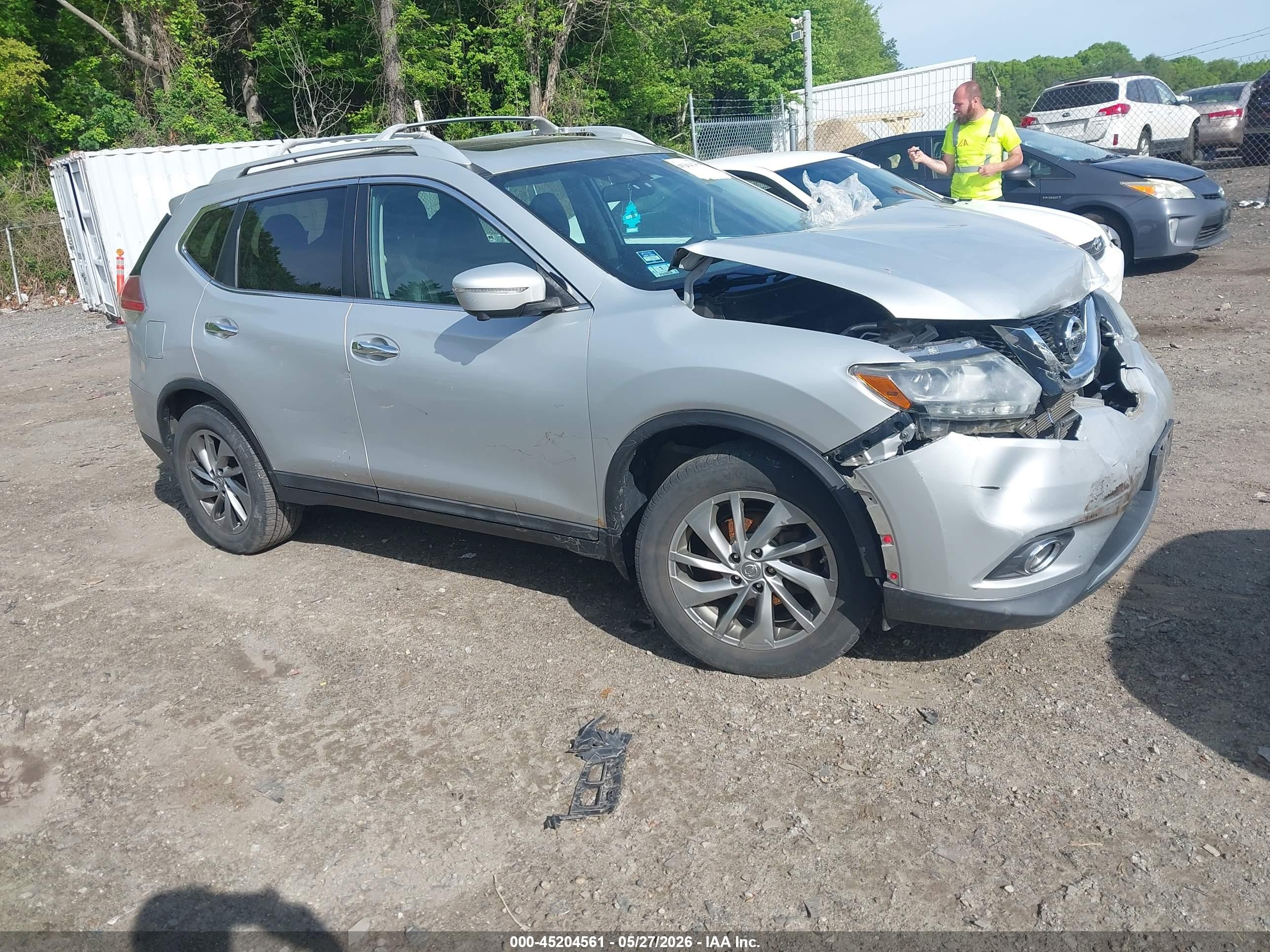 2015 Nissan Rogue Sl Silver vin: 5N1AT2MV6FC860193